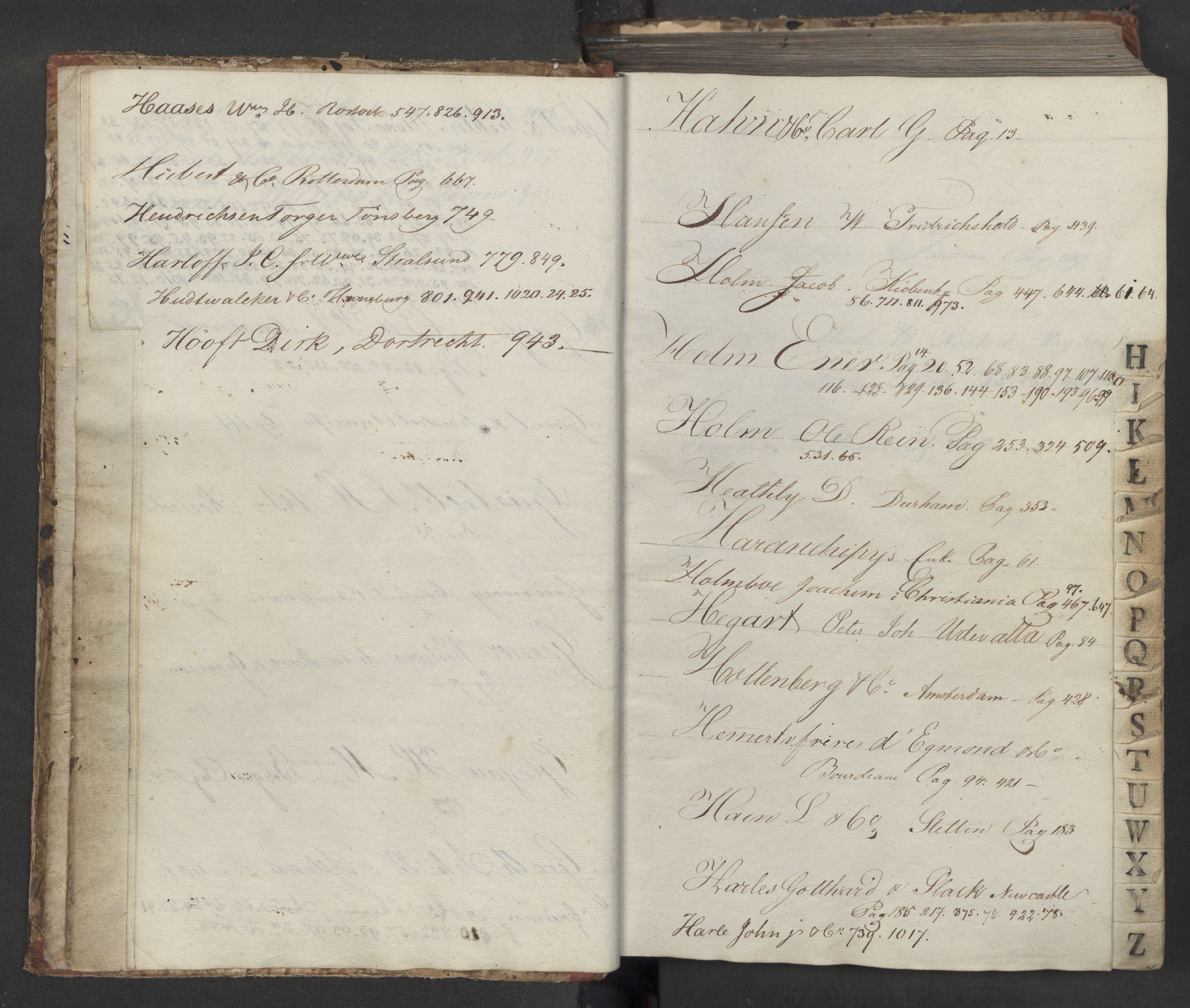 Hoë, Herman & Co, AV/SAT-PA-0280/11/L0013: Kopibok, utenriks, 1815-1821