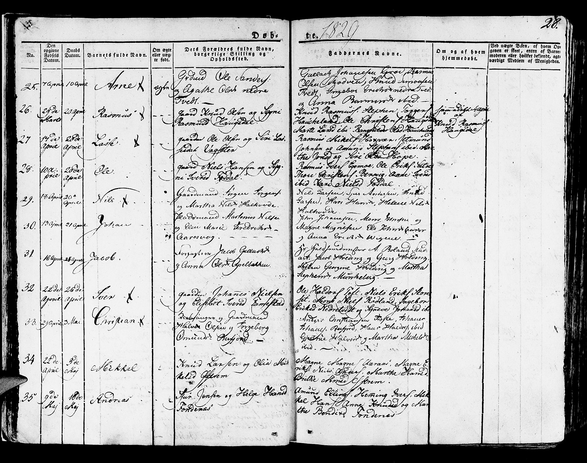 Lindås Sokneprestembete, SAB/A-76701/H/Haa: Parish register (official) no. A 8, 1823-1836, p. 28