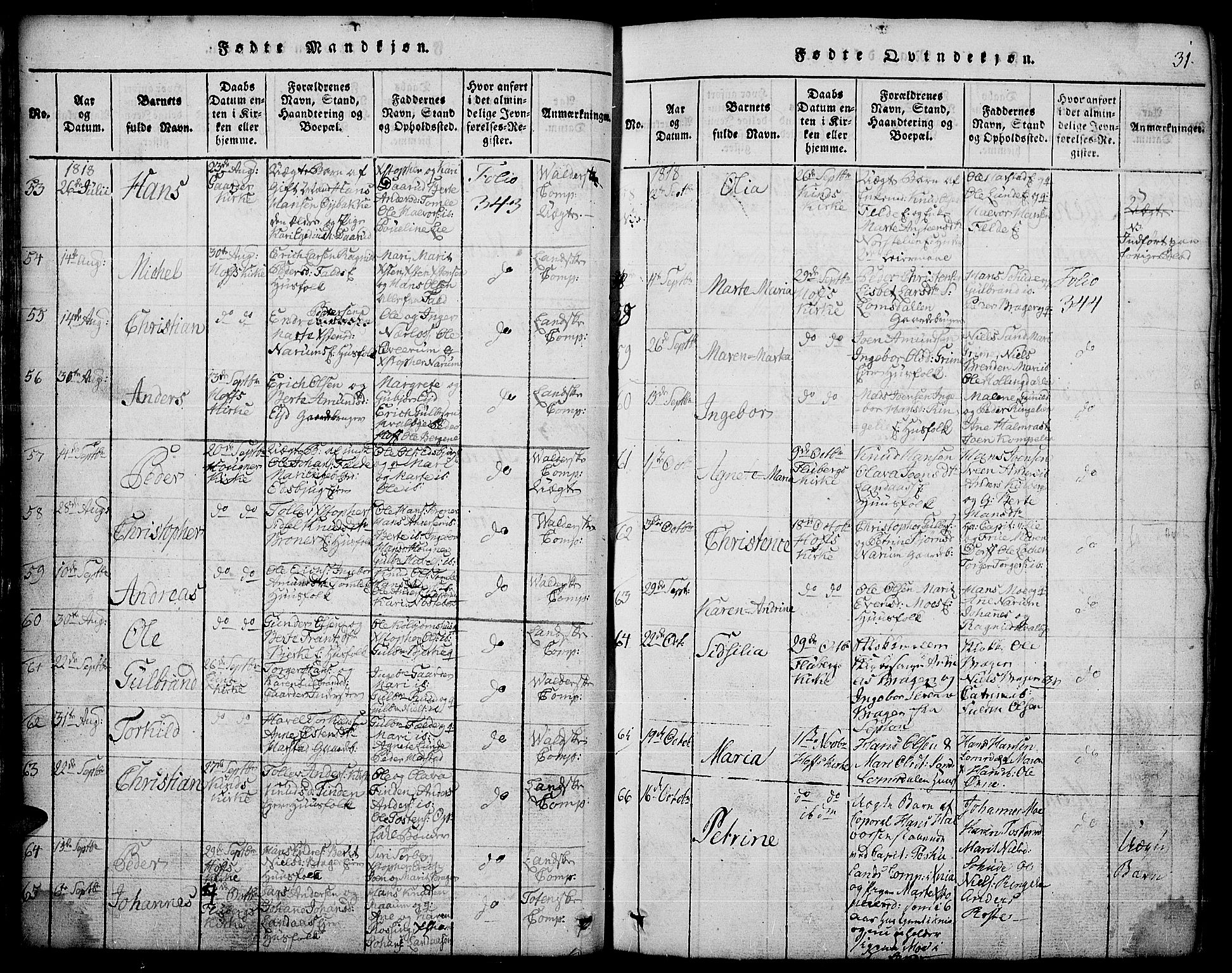 Land prestekontor, AV/SAH-PREST-120/H/Ha/Hab/L0001: Parish register (copy) no. 1, 1814-1833, p. 31