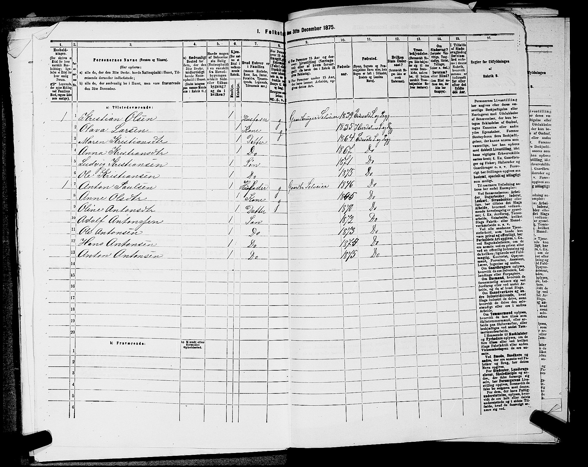 RA, 1875 census for 0237P Eidsvoll, 1875, p. 2050