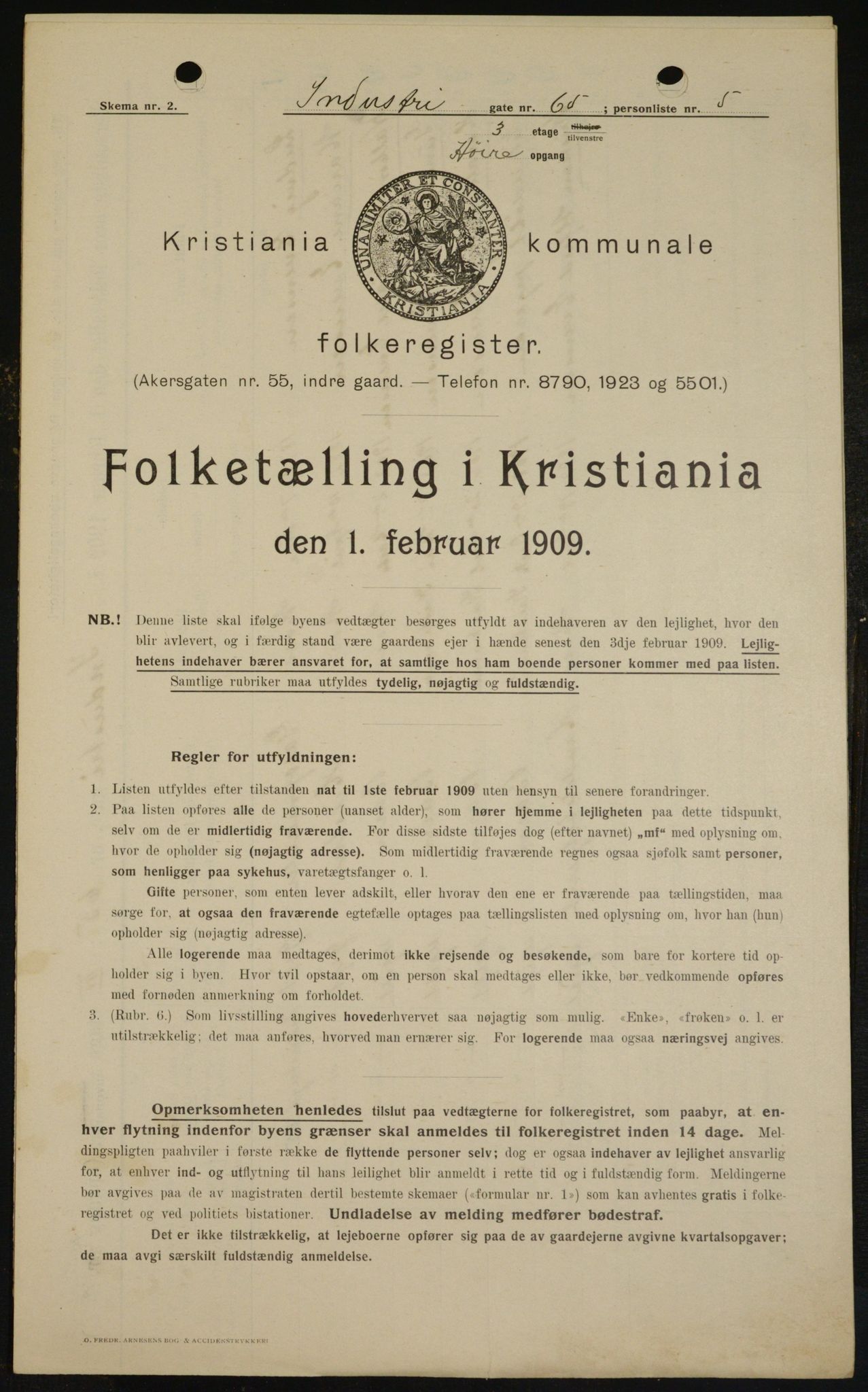 OBA, Municipal Census 1909 for Kristiania, 1909, p. 39937