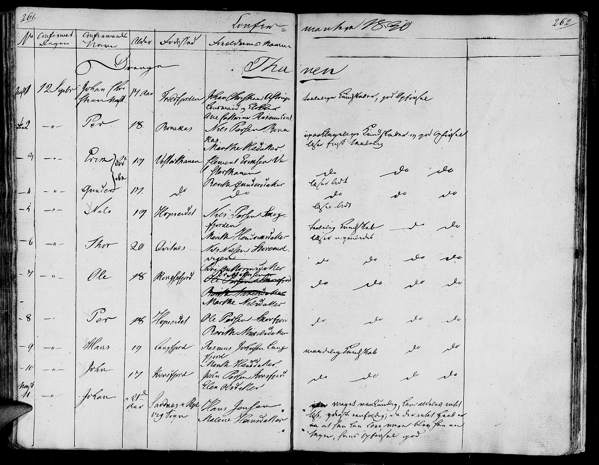 Lebesby sokneprestkontor, SATØ/S-1353/H/Ha/L0002kirke: Parish register (official) no. 2, 1816-1833, p. 261-262