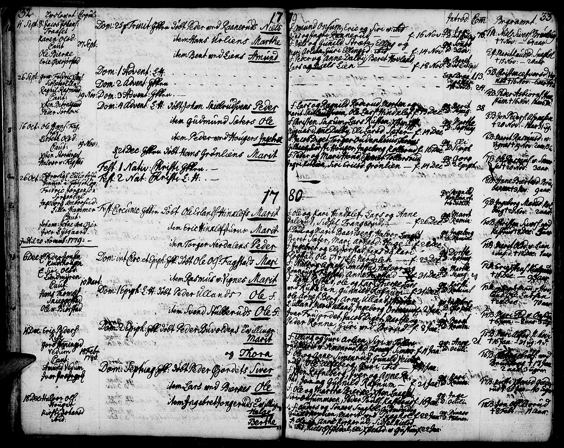 Fåberg prestekontor, SAH/PREST-086/H/Ha/Haa/L0002: Parish register (official) no. 2, 1775-1818, p. 32-33