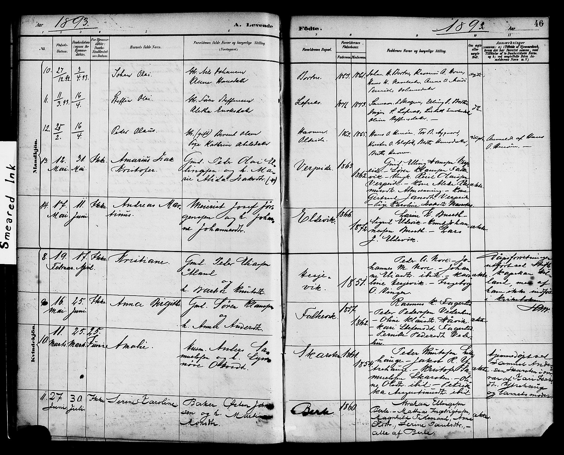 Davik sokneprestembete, AV/SAB-A-79701/H/Haa/Haad/L0001: Parish register (official) no. D 1, 1882-1900, p. 46