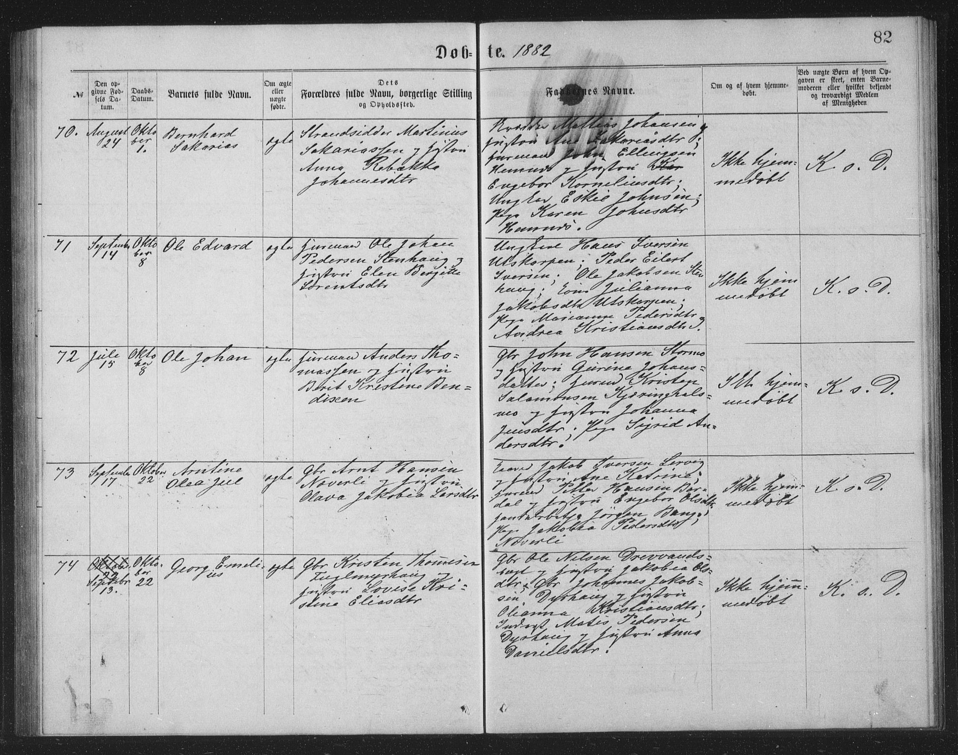 Ministerialprotokoller, klokkerbøker og fødselsregistre - Nordland, AV/SAT-A-1459/825/L0369: Parish register (copy) no. 825C06, 1873-1885, p. 82