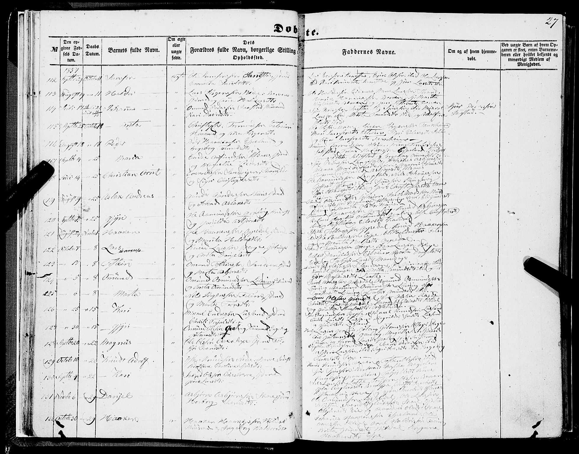 Ullensvang sokneprestembete, AV/SAB-A-78701/H/Haa: Parish register (official) no. A 11, 1854-1866, p. 27