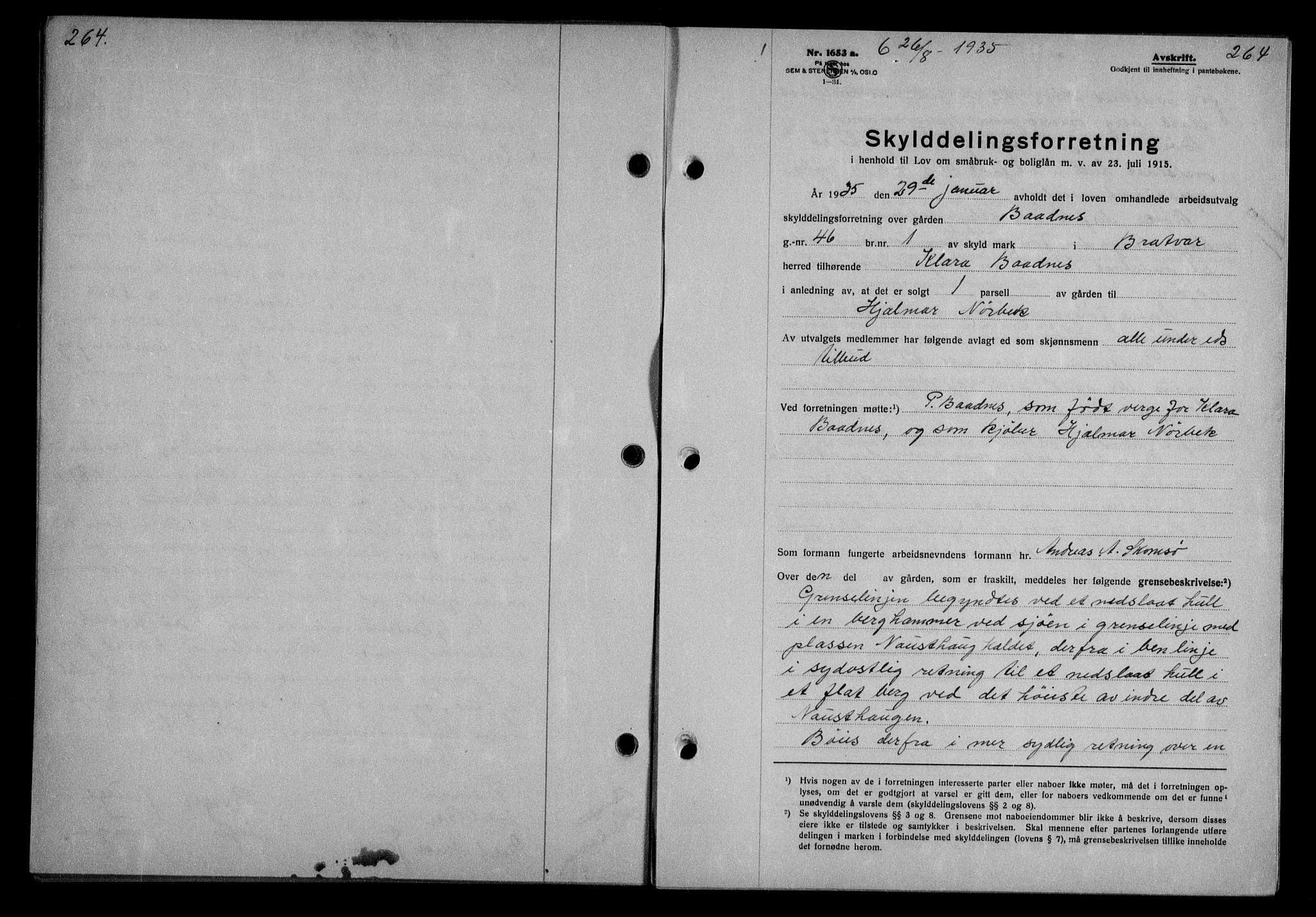 Nordmøre sorenskriveri, AV/SAT-A-4132/1/2/2Ca/L0085: Mortgage book no. 75, 1935-1935, Deed date: 26.08.1935