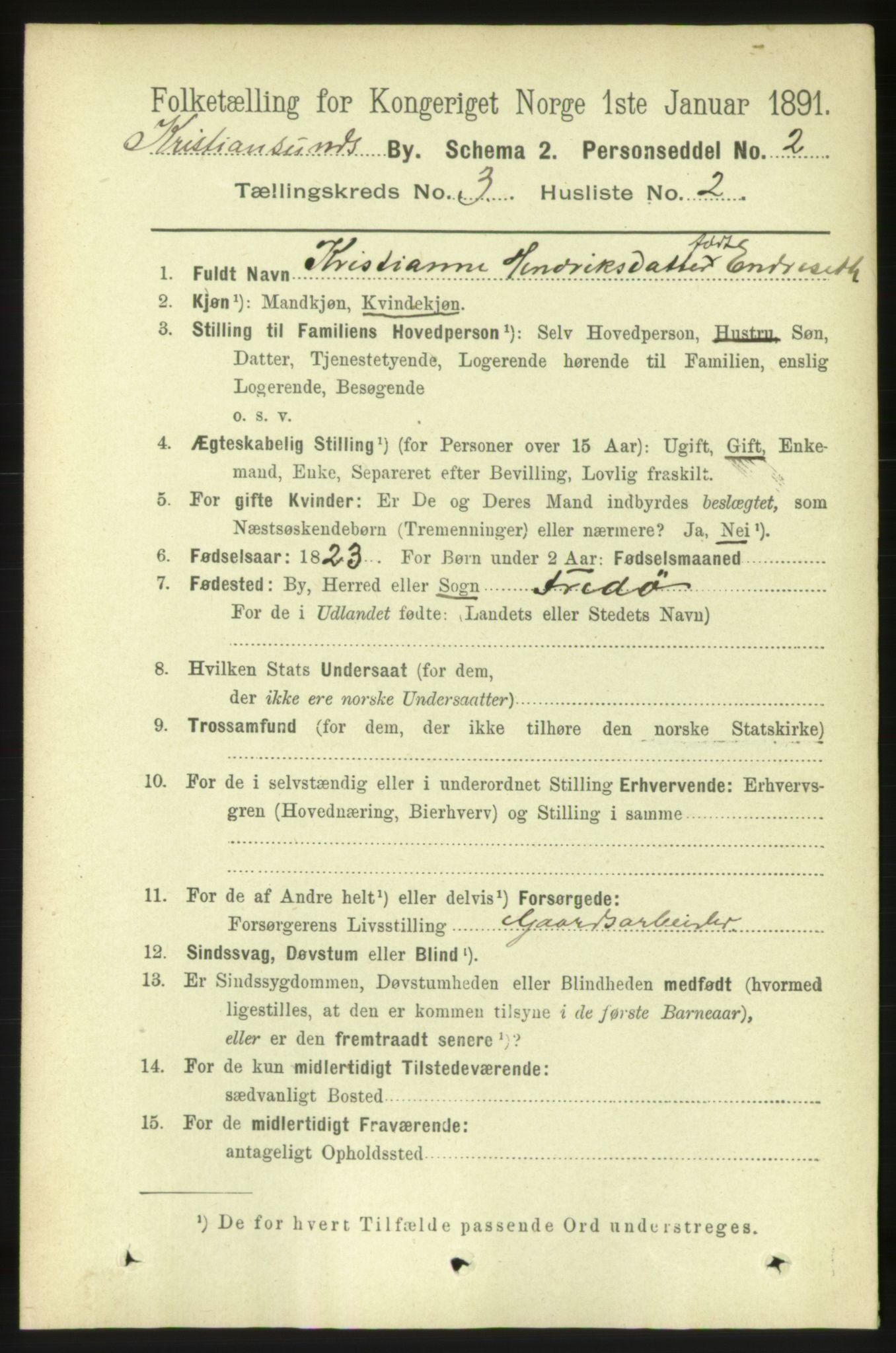 RA, 1891 census for 1503 Kristiansund, 1891, p. 2799