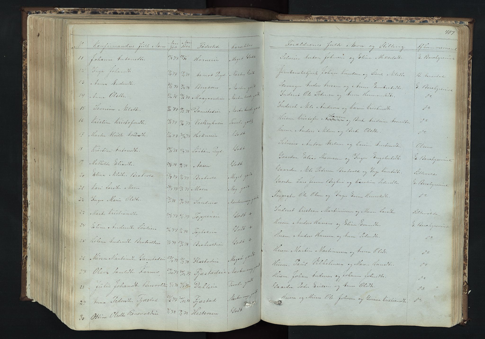Romedal prestekontor, SAH/PREST-004/L/L0011: Parish register (copy) no. 11, 1867-1895, p. 407