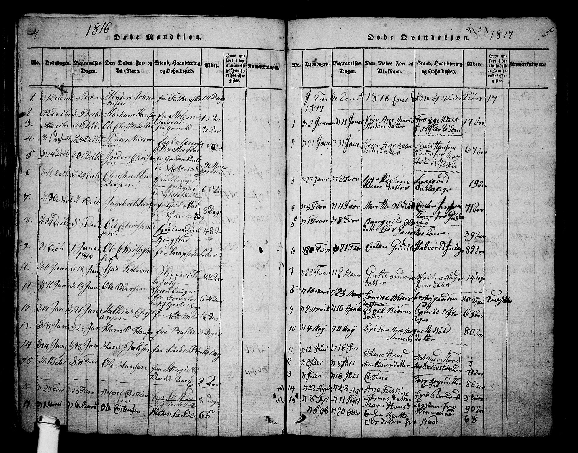 Borre kirkebøker, SAKO/A-338/G/Ga/L0001: Parish register (copy) no. I 1, 1815-1851, p. 4-5