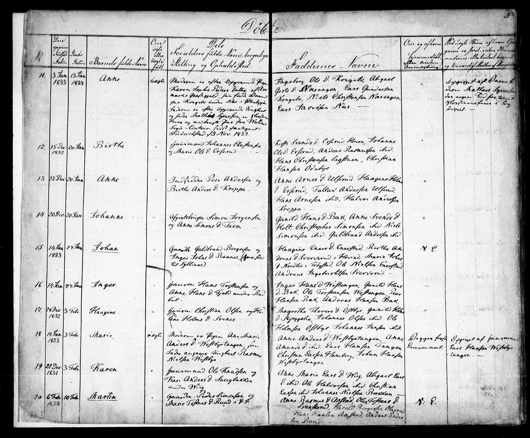 Enebakk prestekontor Kirkebøker, SAO/A-10171c/F/Fa/L0009: Parish register (official) no. I 9, 1832-1861, p. 3