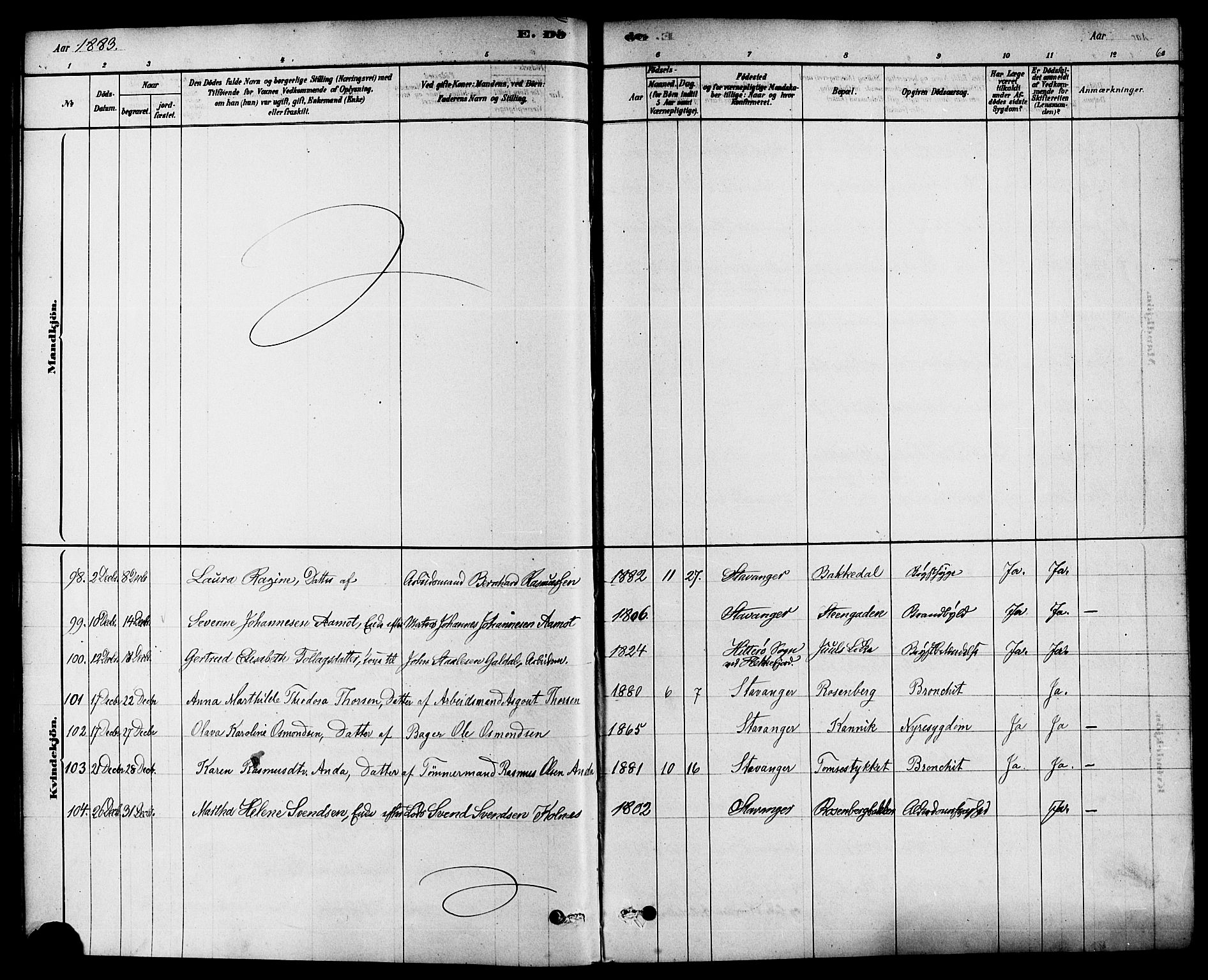 Domkirken sokneprestkontor, AV/SAST-A-101812/001/30/30BA/L0027: Parish register (official) no. A 26, 1878-1896, p. 60