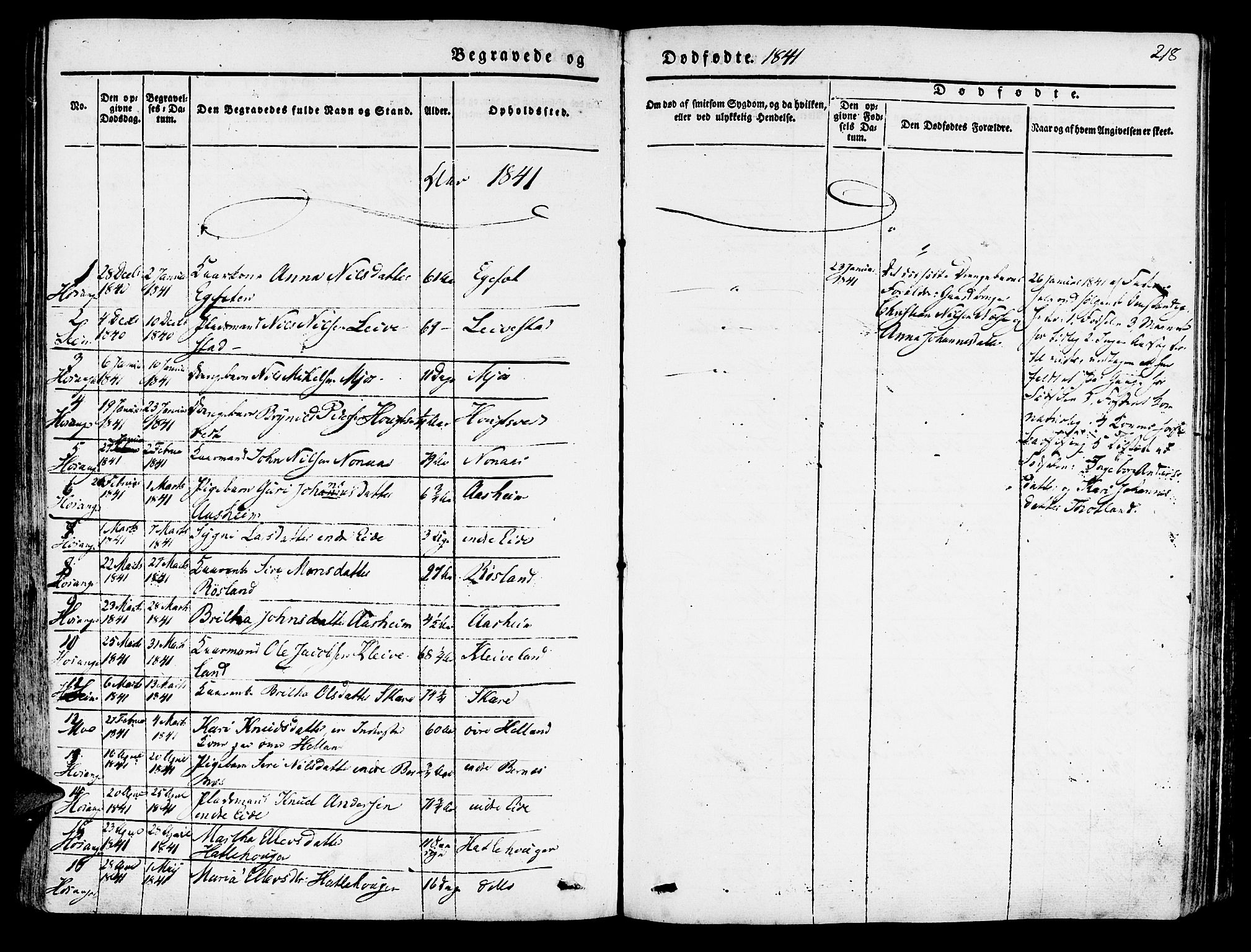 Hosanger sokneprestembete, AV/SAB-A-75801/H/Haa: Parish register (official) no. A 7, 1835-1848, p. 218