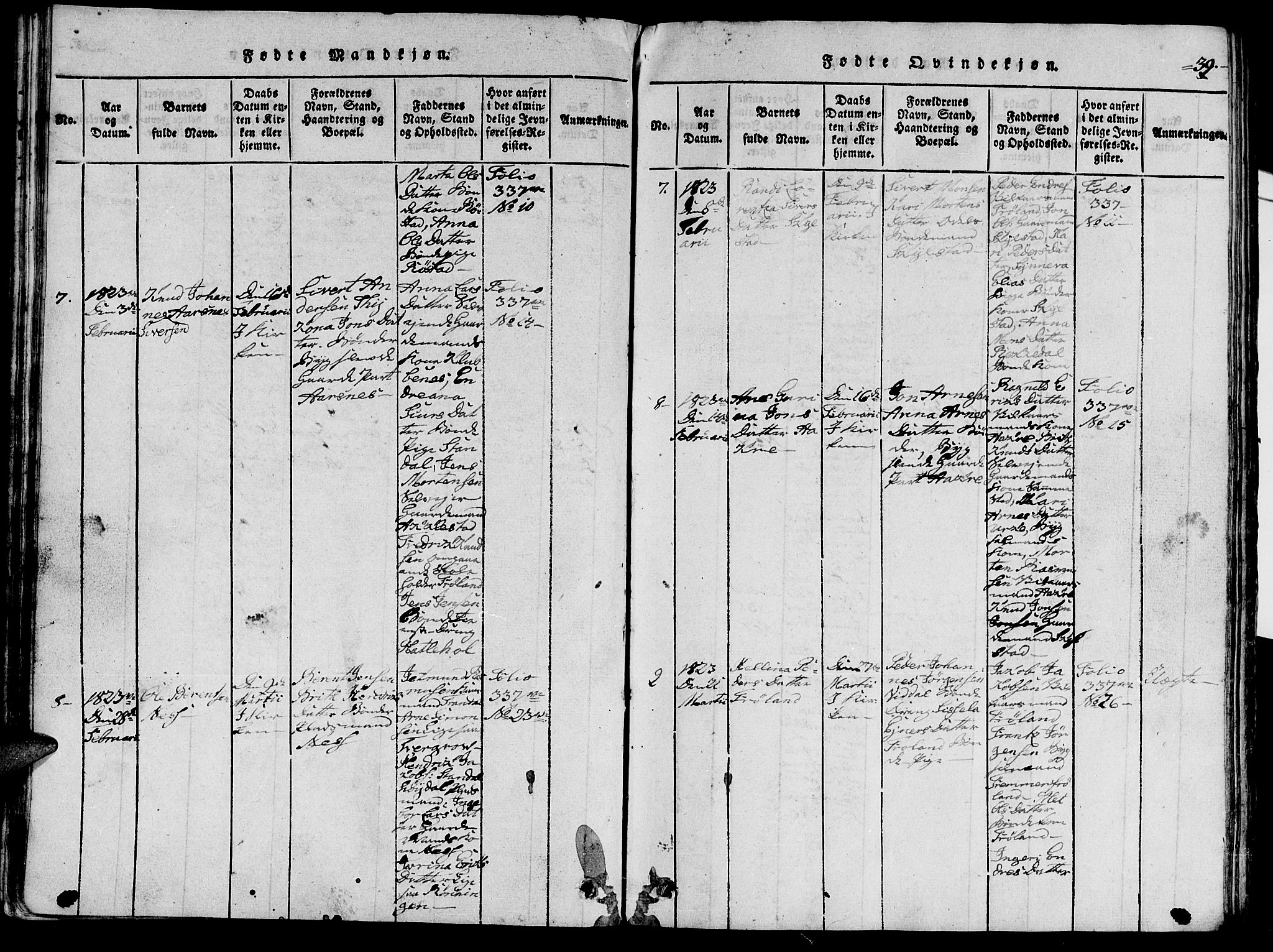 Ministerialprotokoller, klokkerbøker og fødselsregistre - Møre og Romsdal, SAT/A-1454/515/L0207: Parish register (official) no. 515A03, 1819-1829, p. 39