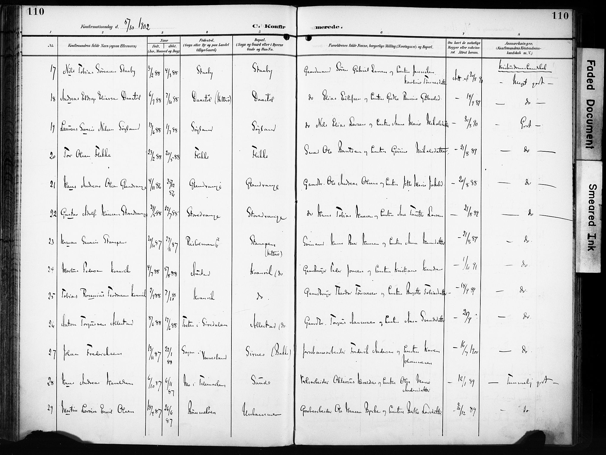 Flekkefjord sokneprestkontor, AV/SAK-1111-0012/F/Fa/Fac/L0009: Parish register (official) no. A 9, 1899-1909, p. 110