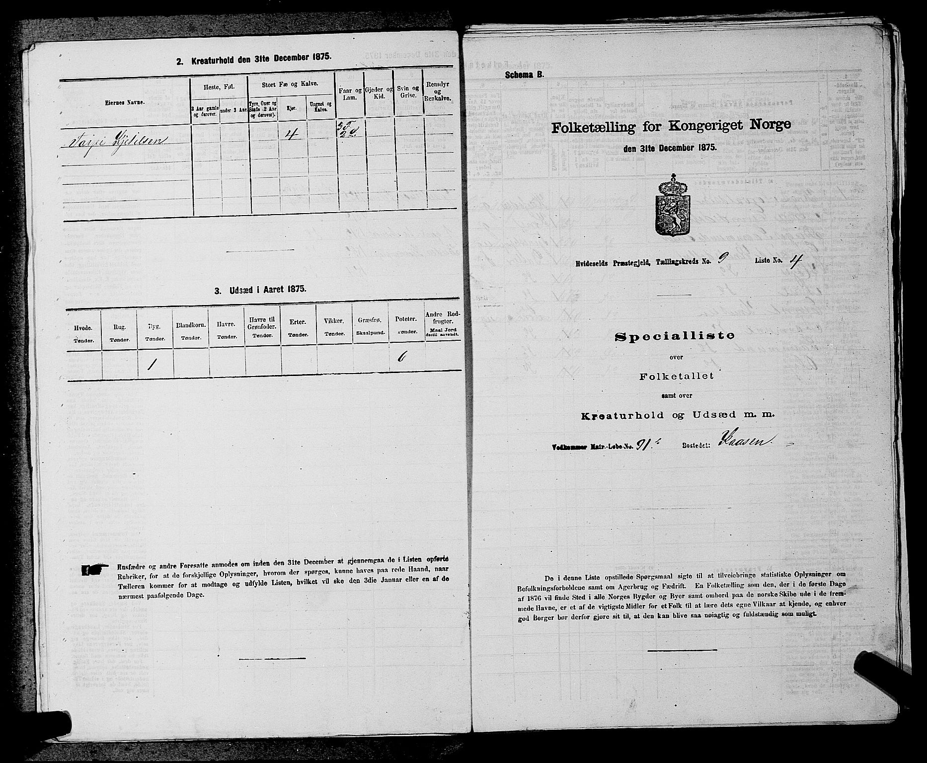 SAKO, 1875 census for 0829P Kviteseid, 1875, p. 765