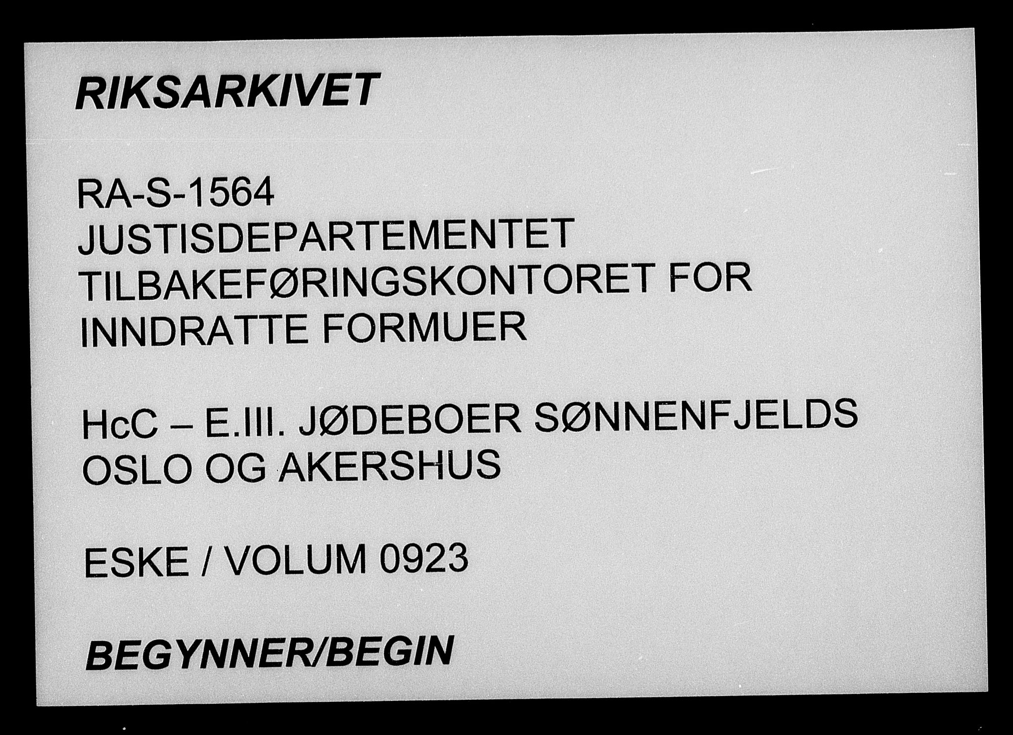 Justisdepartementet, Tilbakeføringskontoret for inndratte formuer, AV/RA-S-1564/H/Hc/Hcc/L0923: --, 1945-1947, p. 1