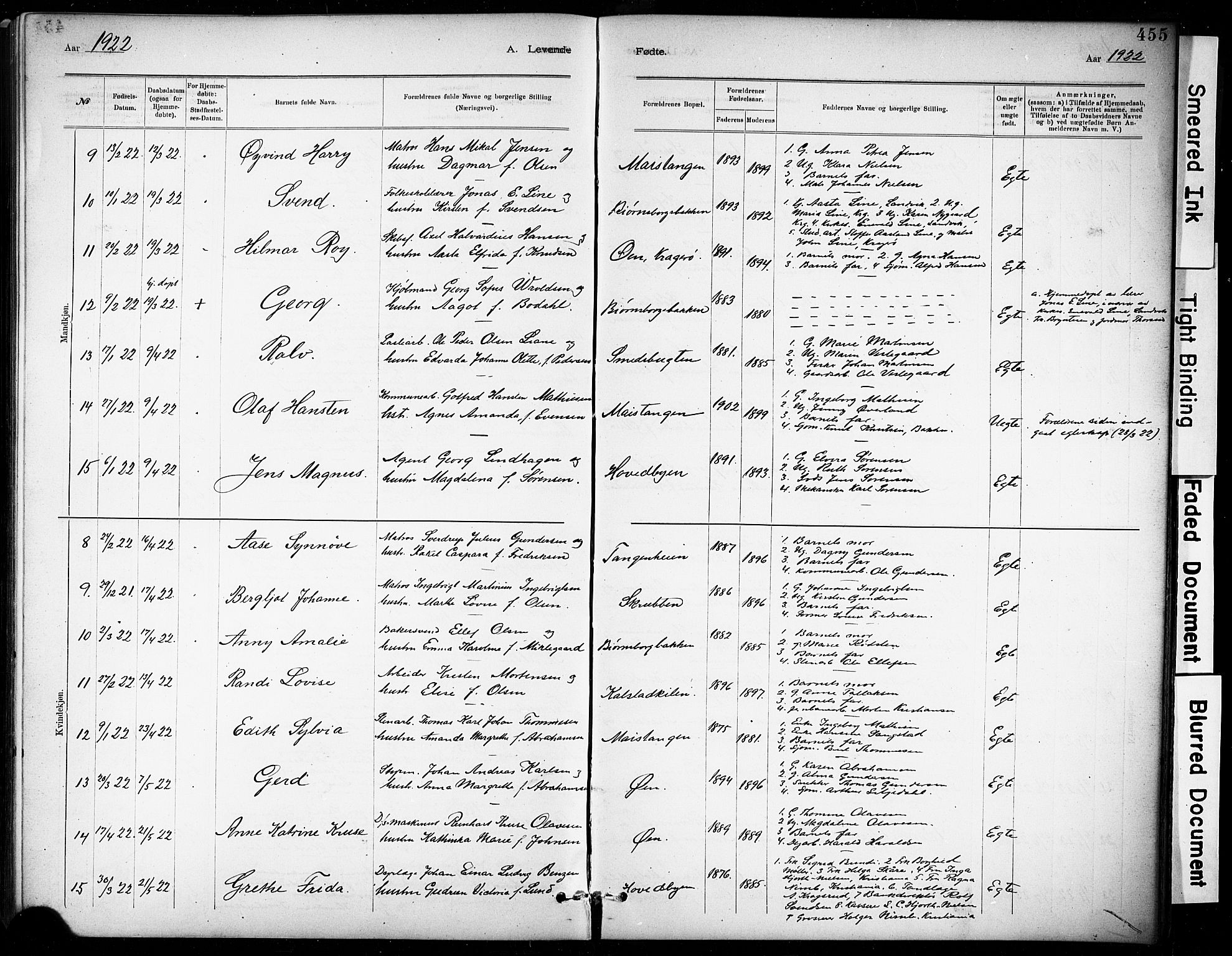 Kragerø kirkebøker, AV/SAKO-A-278/G/Ga/L0007: Parish register (copy) no. 7, 1881-1927, p. 455