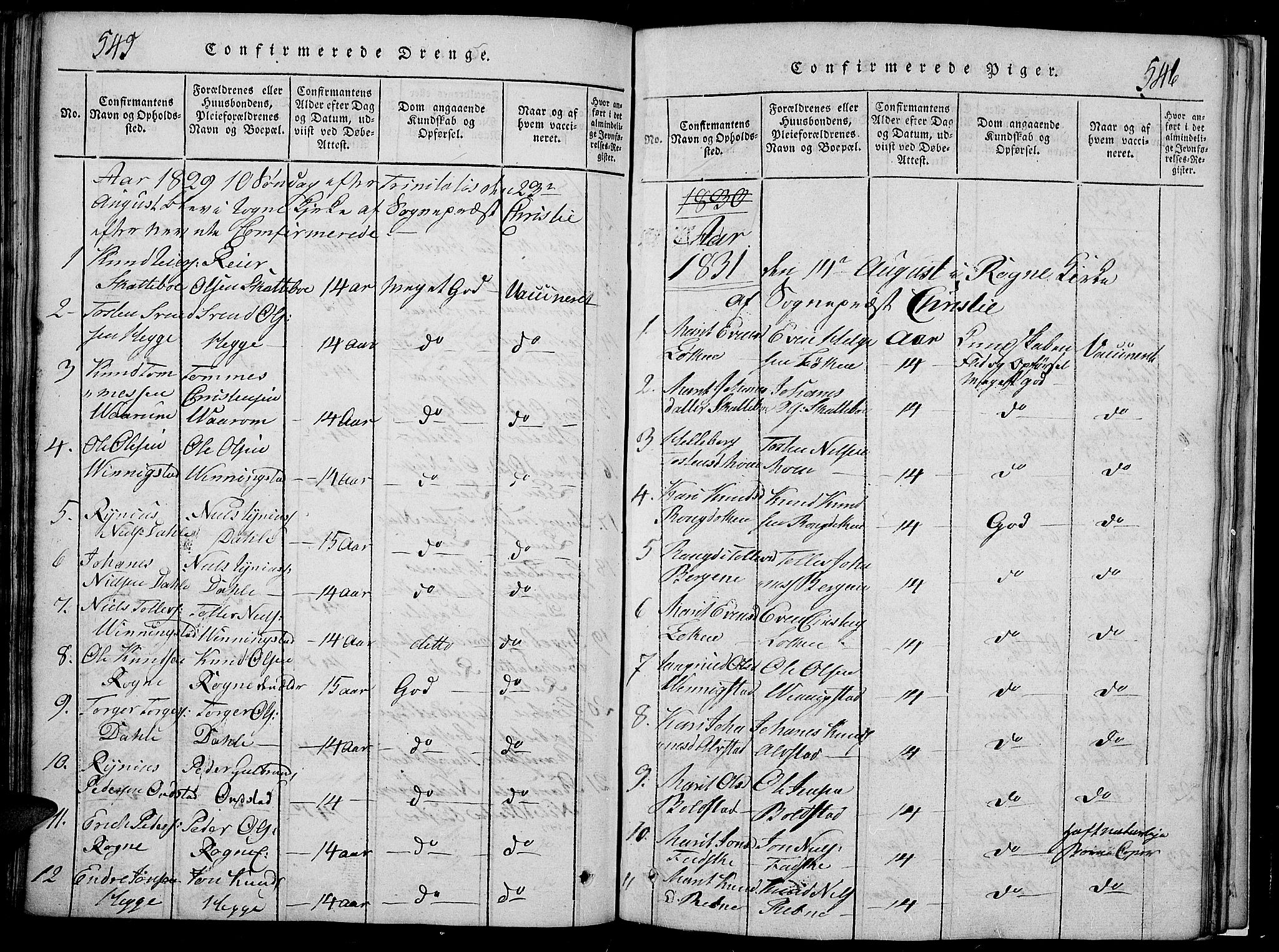 Slidre prestekontor, SAH/PREST-134/H/Ha/Hab/L0002: Parish register (copy) no. 2, 1814-1839, p. 545-546