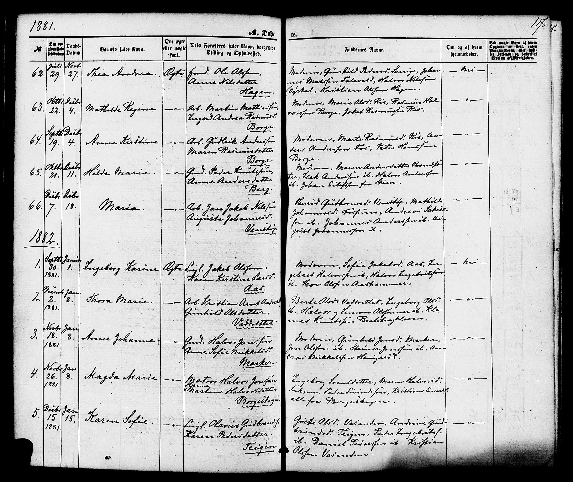 Gjerpen kirkebøker, SAKO/A-265/F/Fa/L0009: Parish register (official) no. I 9, 1872-1885, p. 117