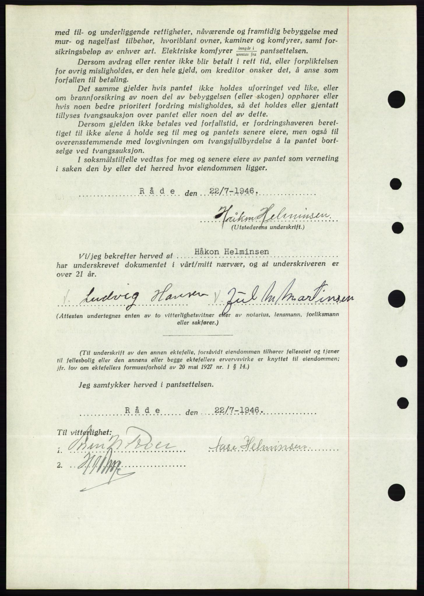 Moss sorenskriveri, SAO/A-10168: Mortgage book no. B15, 1946-1946, Diary no: : 1790/1946