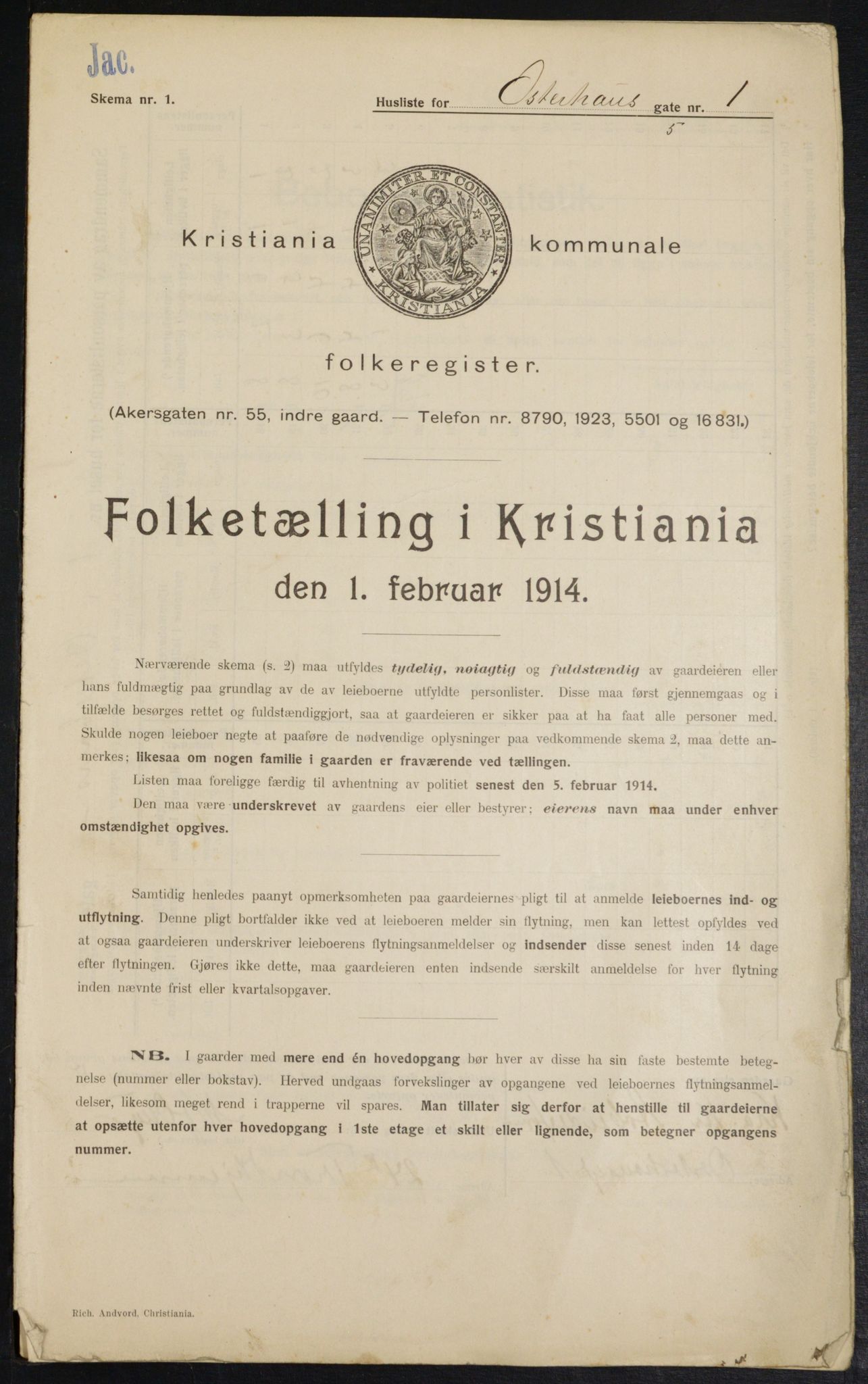 OBA, Municipal Census 1914 for Kristiania, 1914, p. 77462