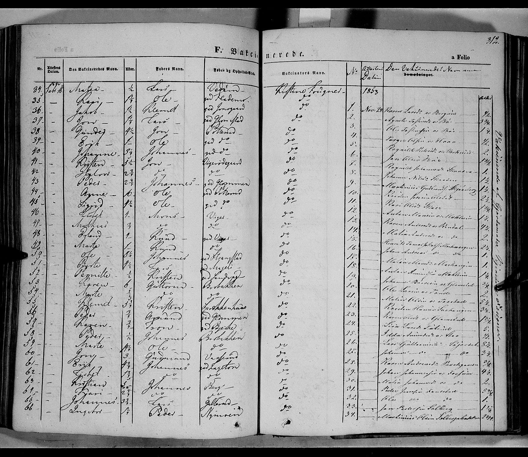 Øyer prestekontor, SAH/PREST-084/H/Ha/Haa/L0005: Parish register (official) no. 5, 1842-1857, p. 312