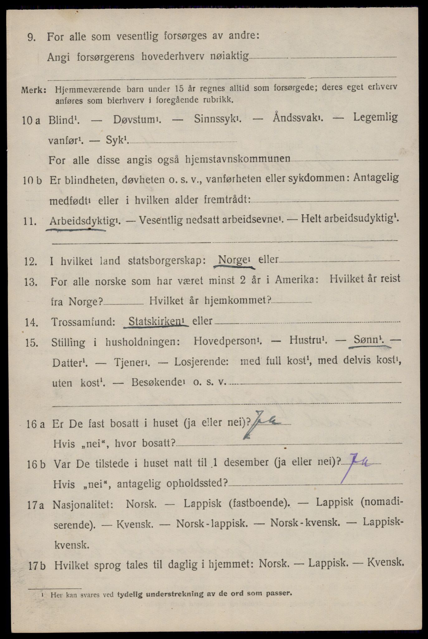 SAT, 1920 census for Dverberg, 1920, p. 10579