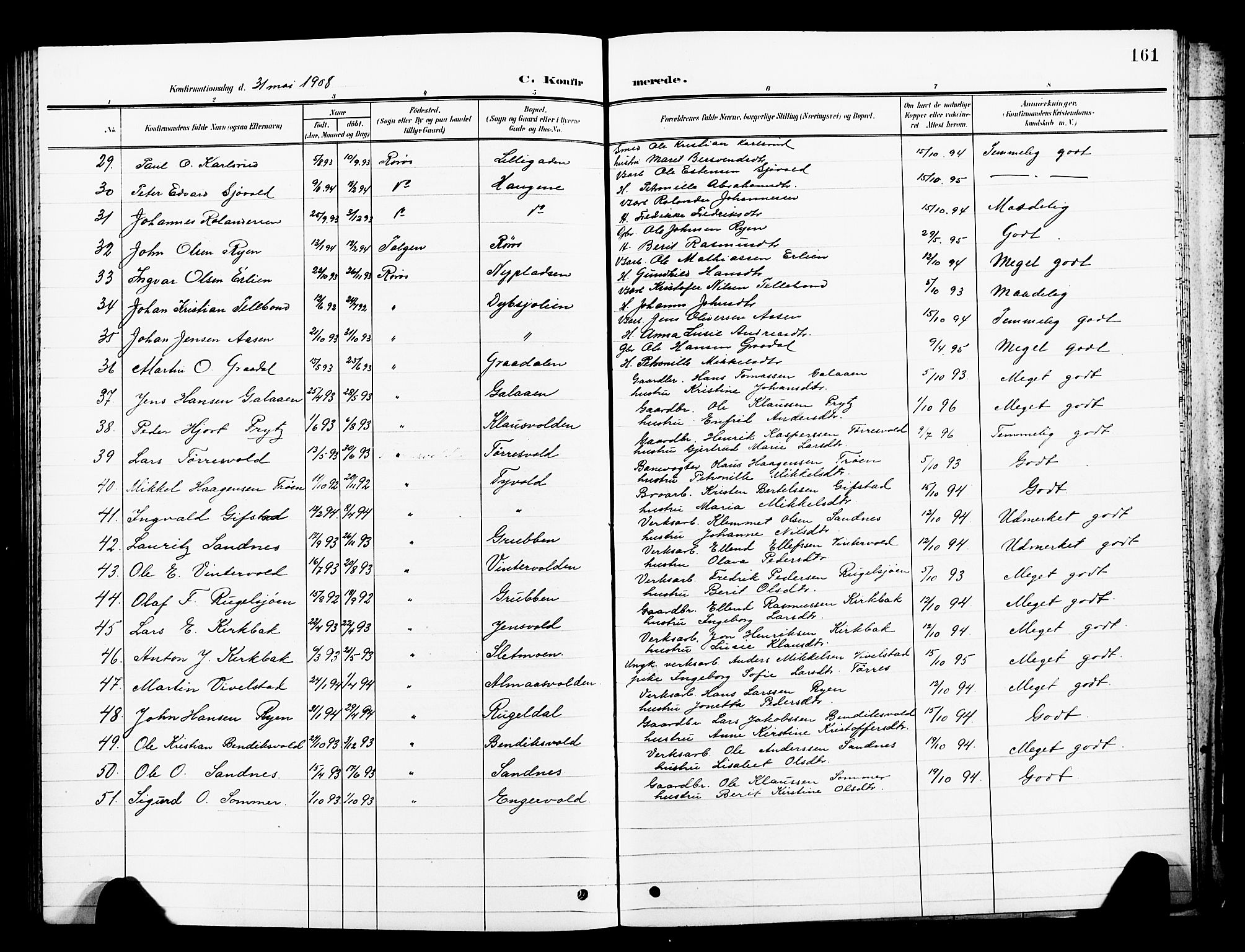 Ministerialprotokoller, klokkerbøker og fødselsregistre - Sør-Trøndelag, SAT/A-1456/681/L0942: Parish register (copy) no. 681C06, 1906-1925, p. 161