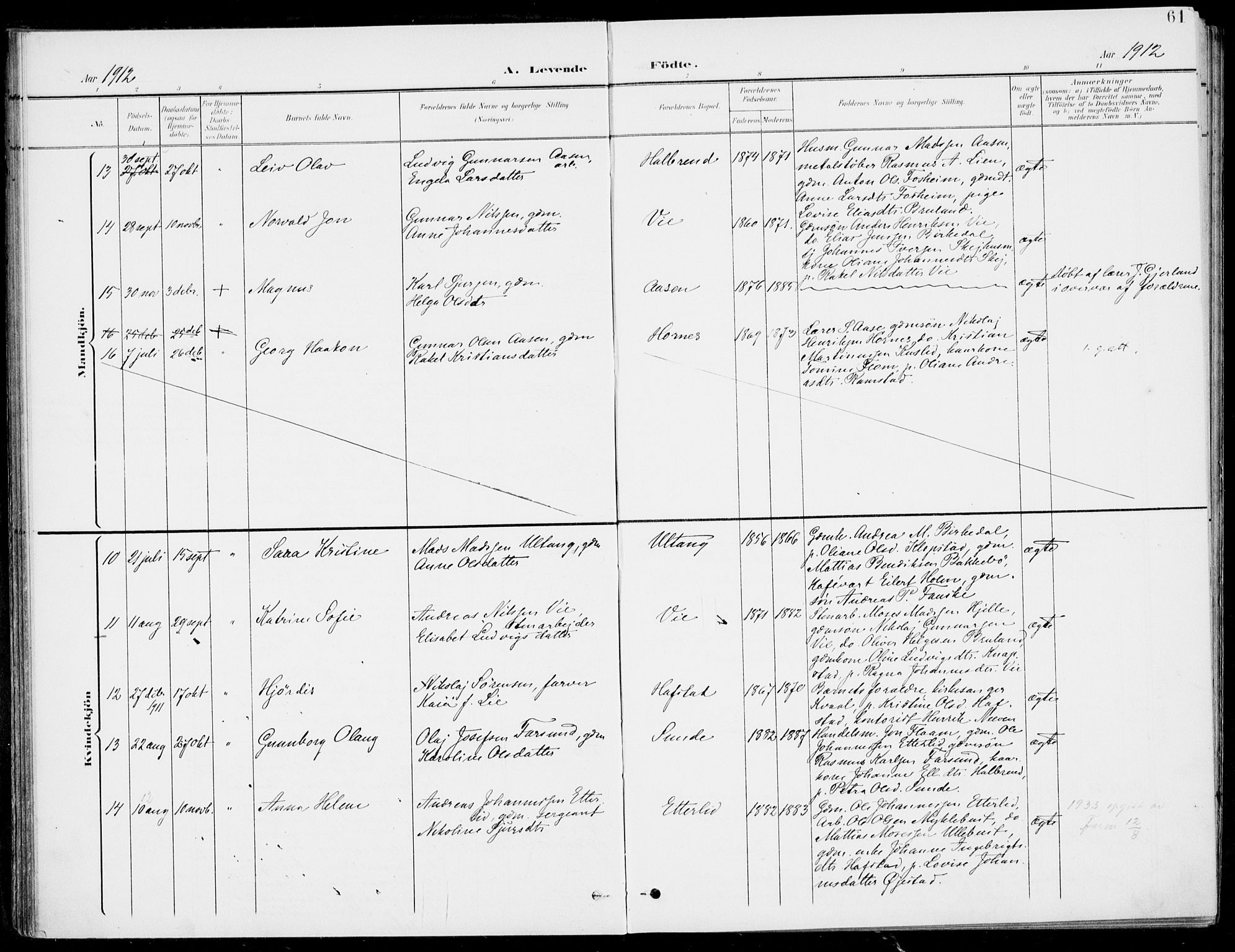 Førde sokneprestembete, AV/SAB-A-79901/H/Haa/Haab/L0002: Parish register (official) no. B  2, 1899-1920, p. 61