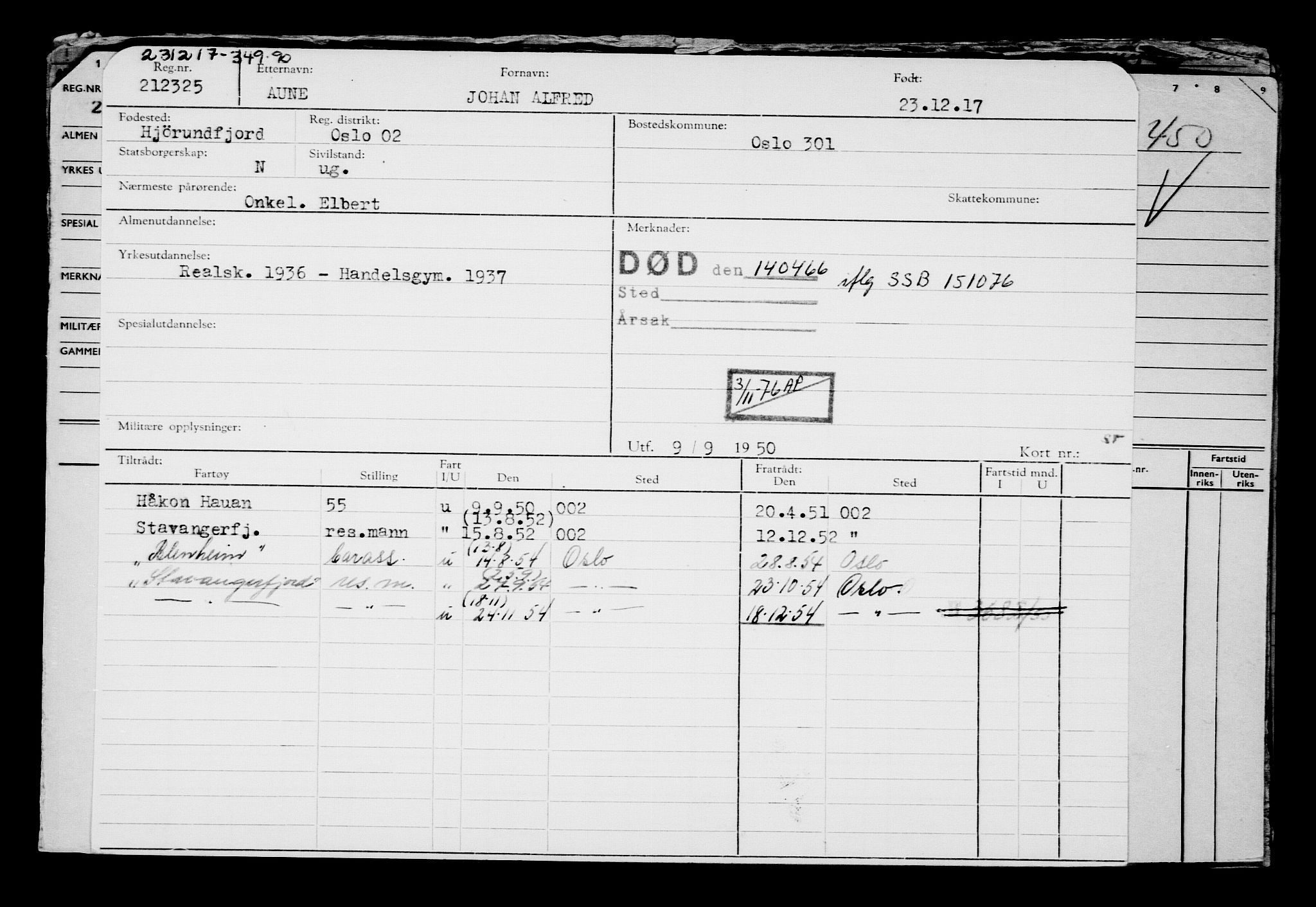 Direktoratet for sjømenn, AV/RA-S-3545/G/Gb/L0154: Hovedkort, 1917-1918, p. 151