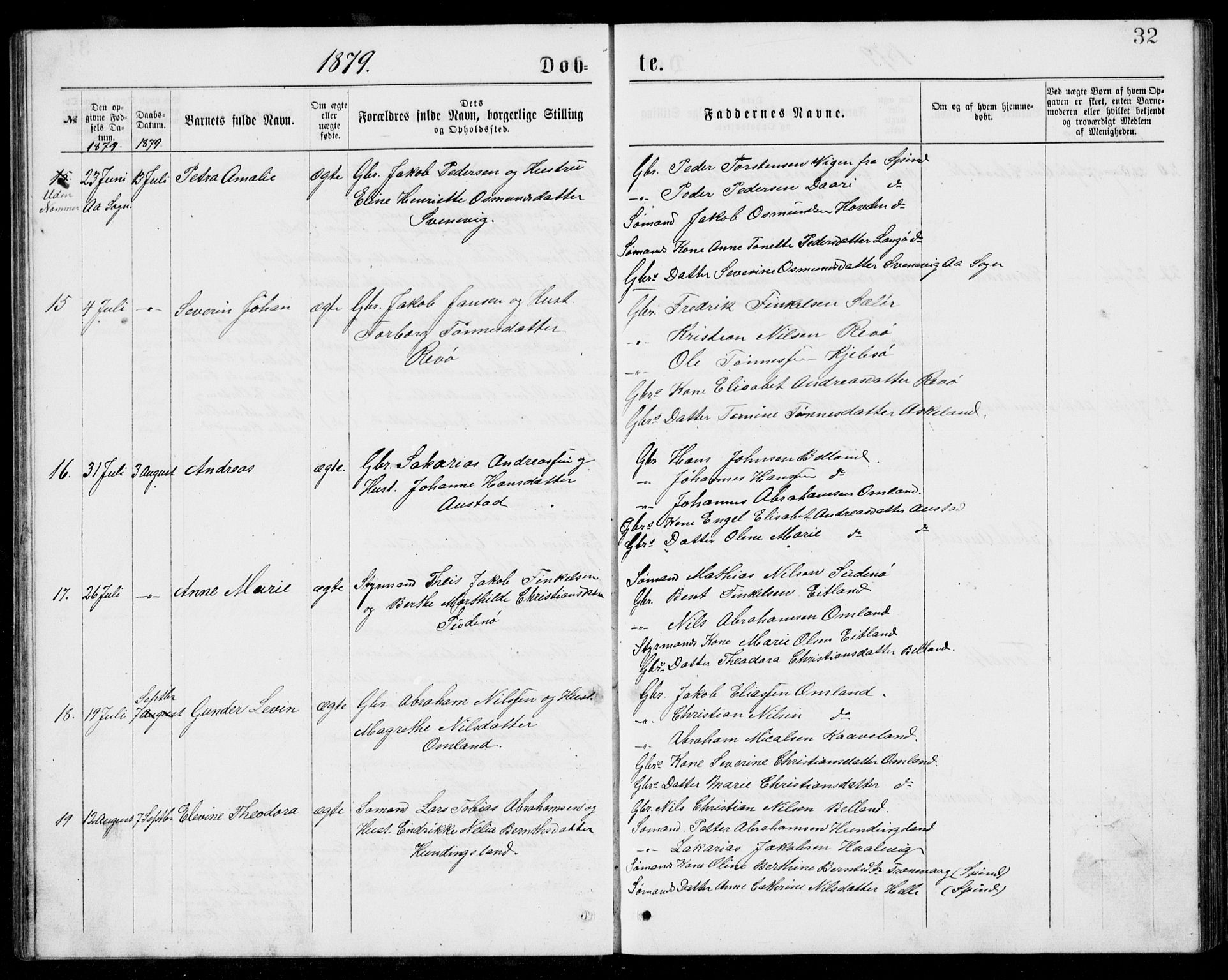 Lyngdal sokneprestkontor, AV/SAK-1111-0029/F/Fb/Fba/L0002: Parish register (copy) no. B 2, 1876-1886, p. 32