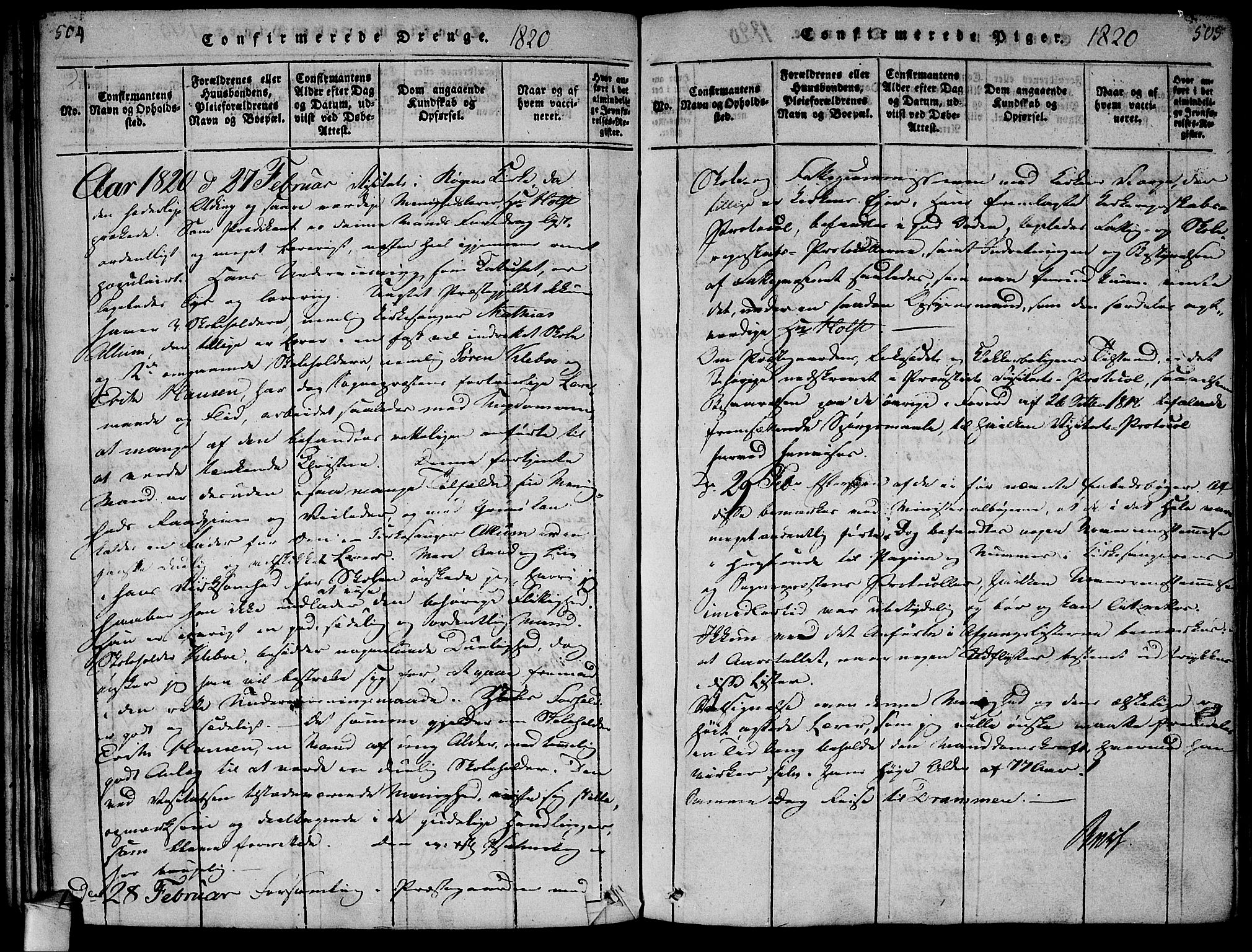 Røyken kirkebøker, AV/SAKO-A-241/F/Fa/L0004: Parish register (official) no. 4, 1814-1832, p. 504-505