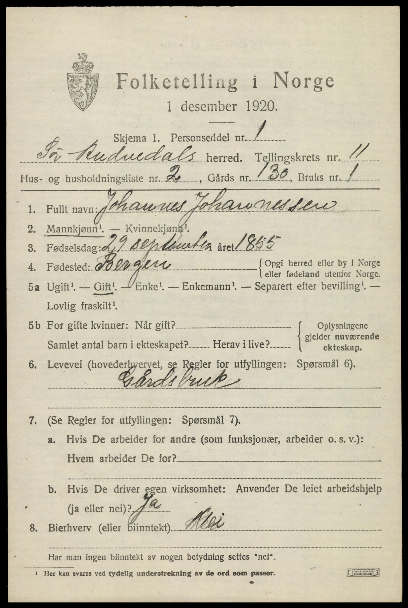 SAK, 1920 census for Sør-Audnedal, 1920, p. 4257