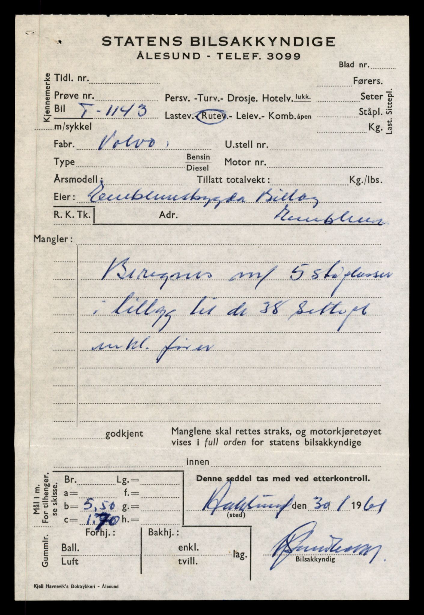 Møre og Romsdal vegkontor - Ålesund trafikkstasjon, AV/SAT-A-4099/F/Fe/L0010: Registreringskort for kjøretøy T 1050 - T 1169, 1927-1998, p. 2615