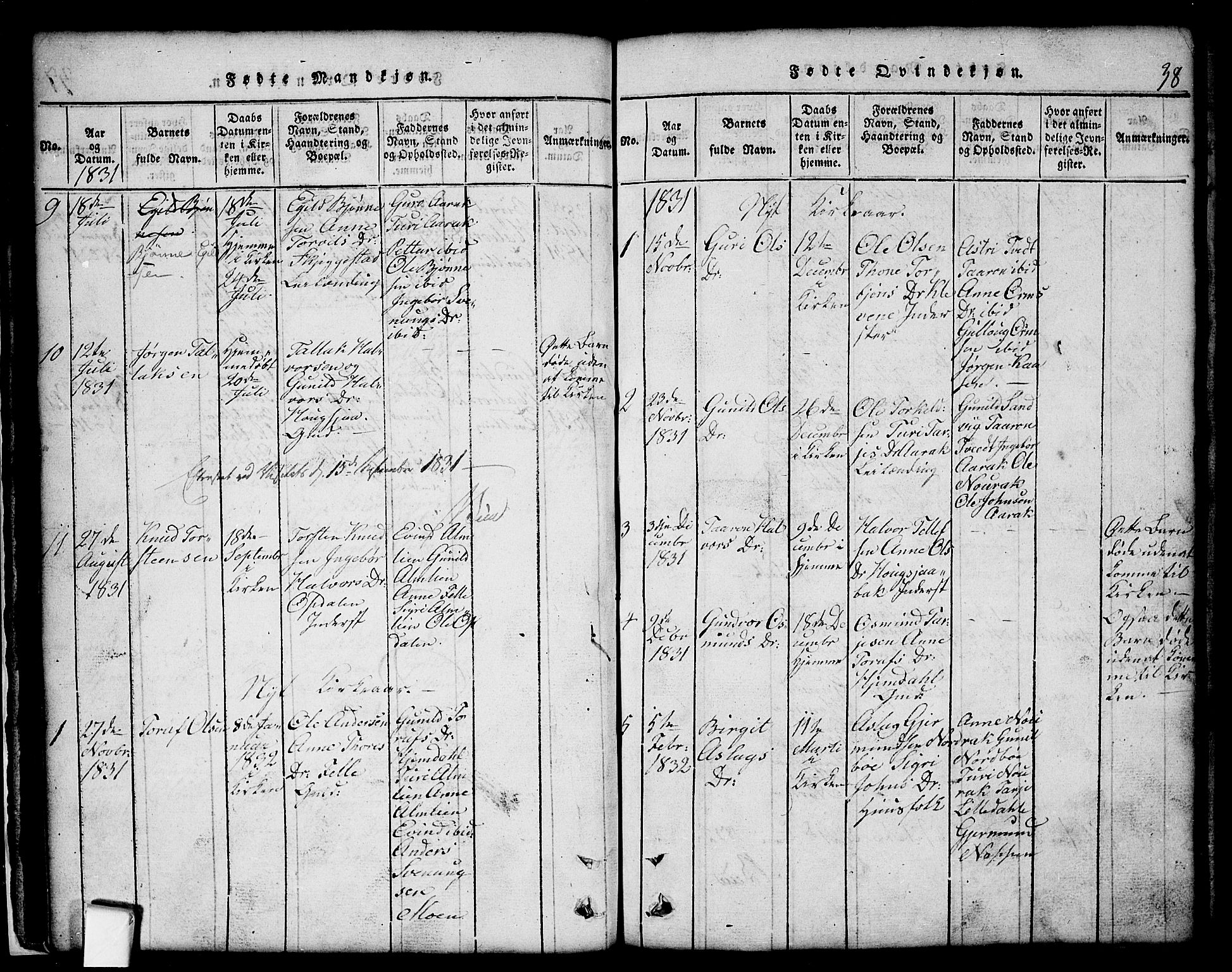 Nissedal kirkebøker, SAKO/A-288/G/Gb/L0001: Parish register (copy) no. II 1, 1814-1862, p. 38