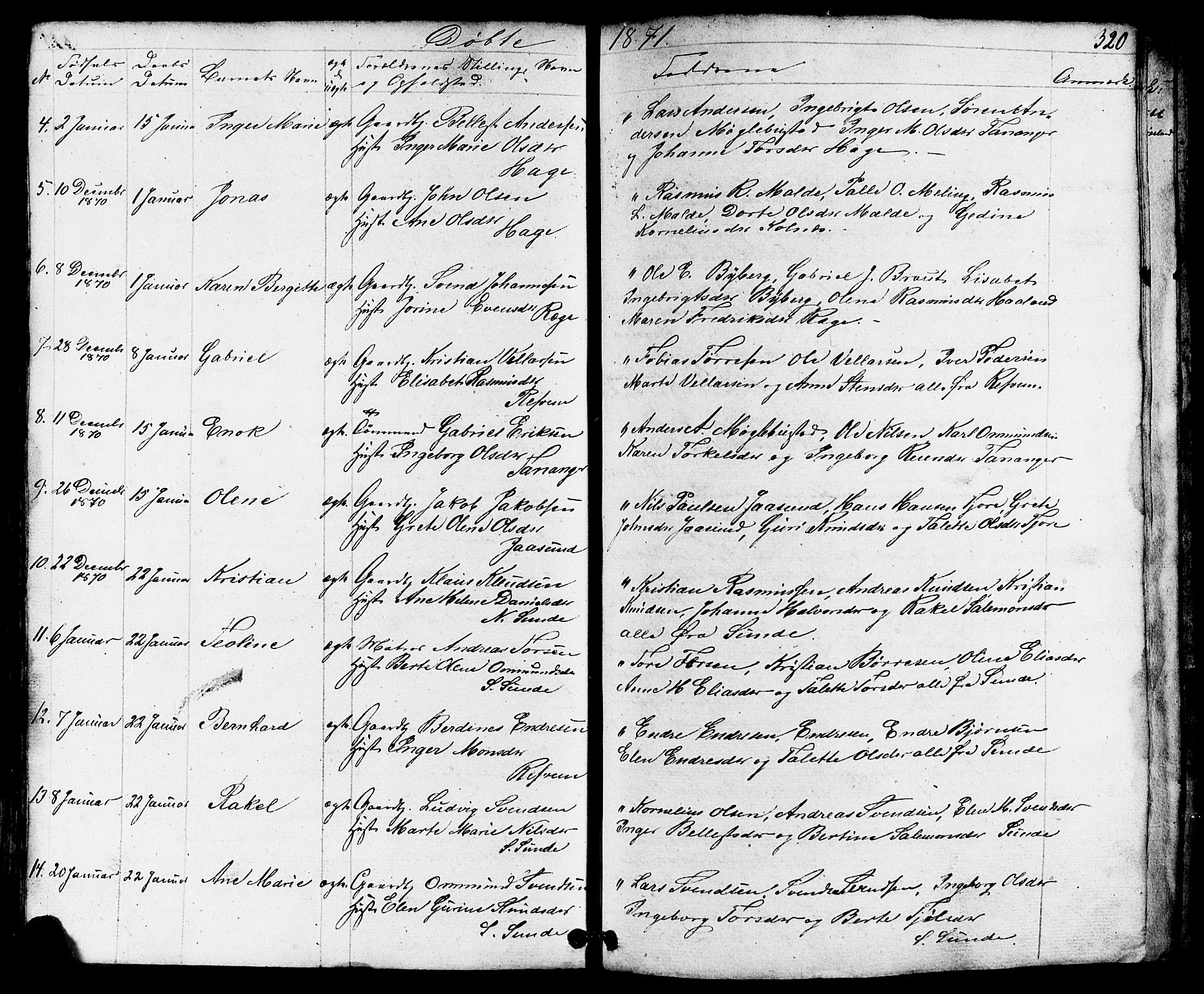 Håland sokneprestkontor, AV/SAST-A-101802/001/30BB/L0002: Parish register (copy) no. B 2, 1845-1872, p. 320