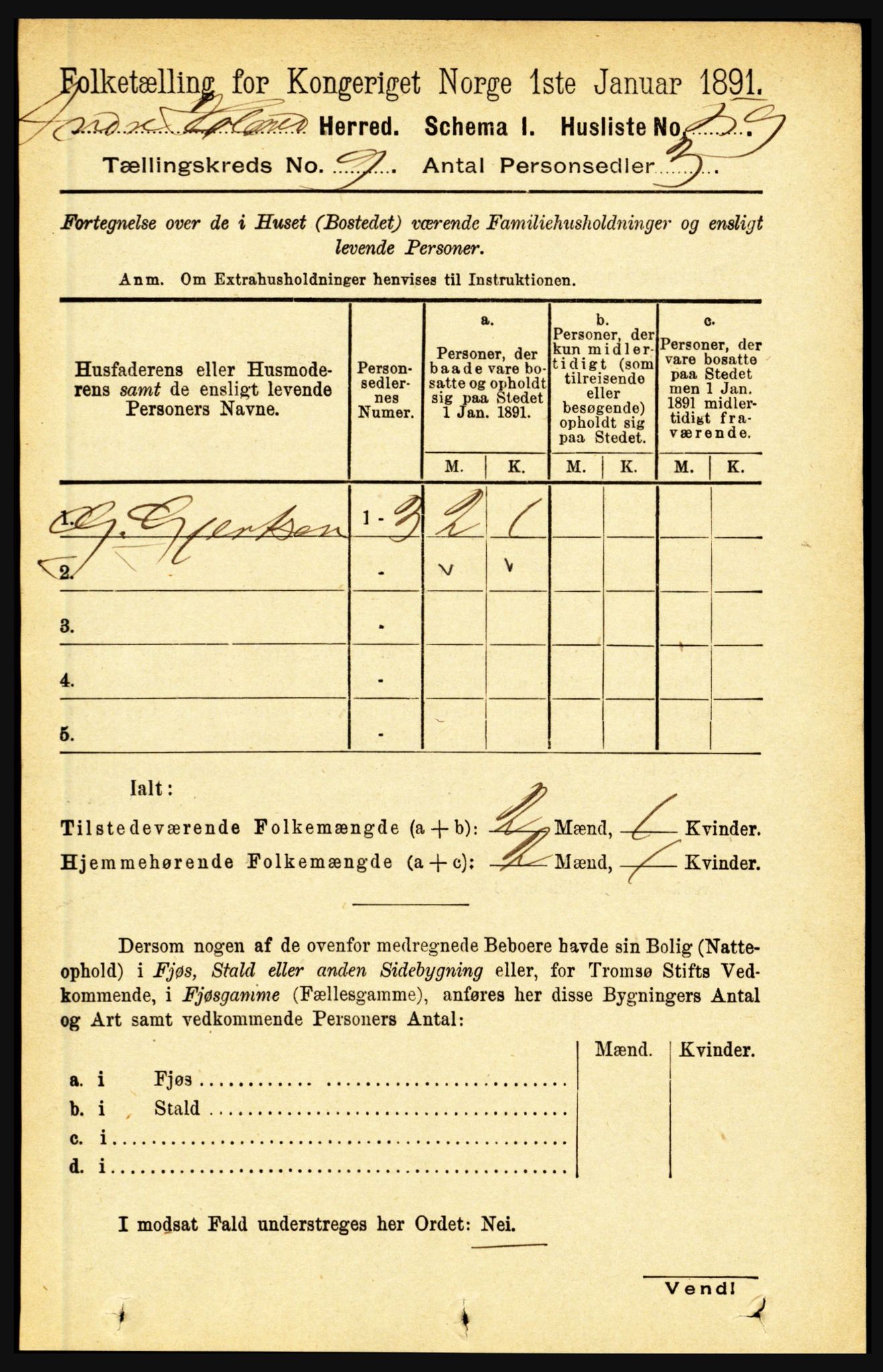 RA, 1891 census for 1430 Indre Holmedal, 1891, p. 4011