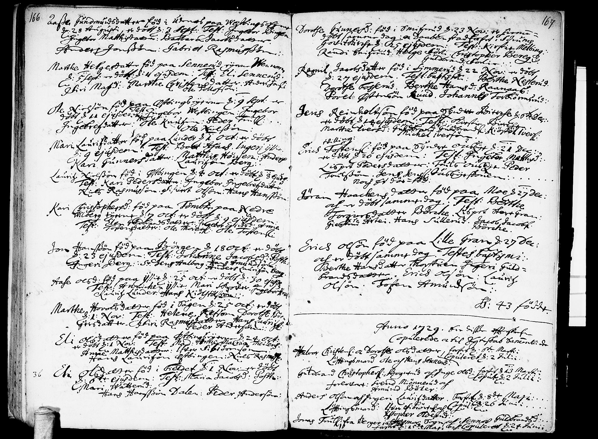 Sørum prestekontor Kirkebøker, AV/SAO-A-10303/F/Fa/L0001: Parish register (official) no. I 1, 1710-1730, p. 166-167