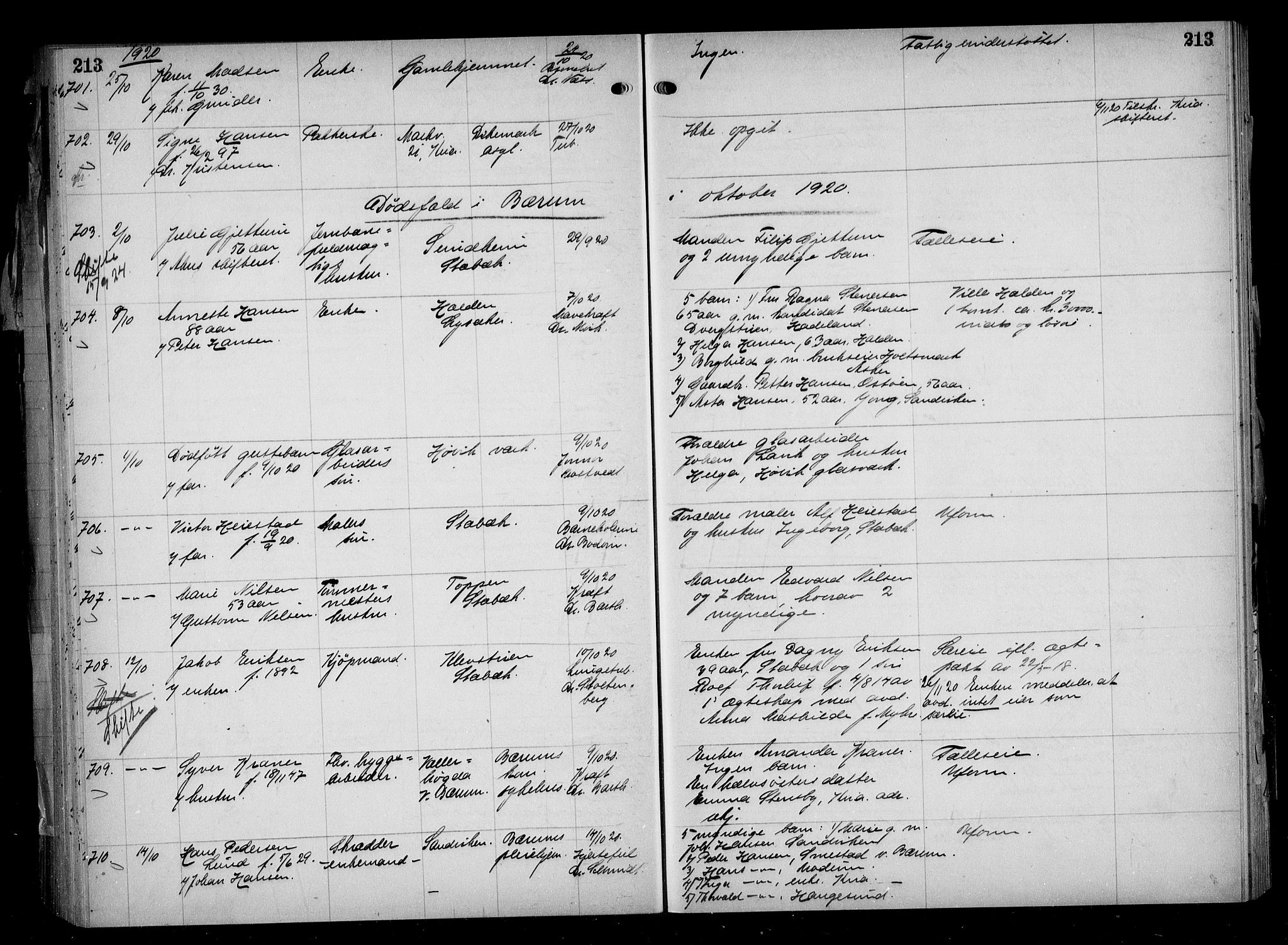 Aker kriminaldommer, skifte- og auksjonsforvalterembete, AV/SAO-A-10452/H/Hb/Hba/Hbaa/L0005: Dødsfallsprotokoll, 1918-1922, p. 213