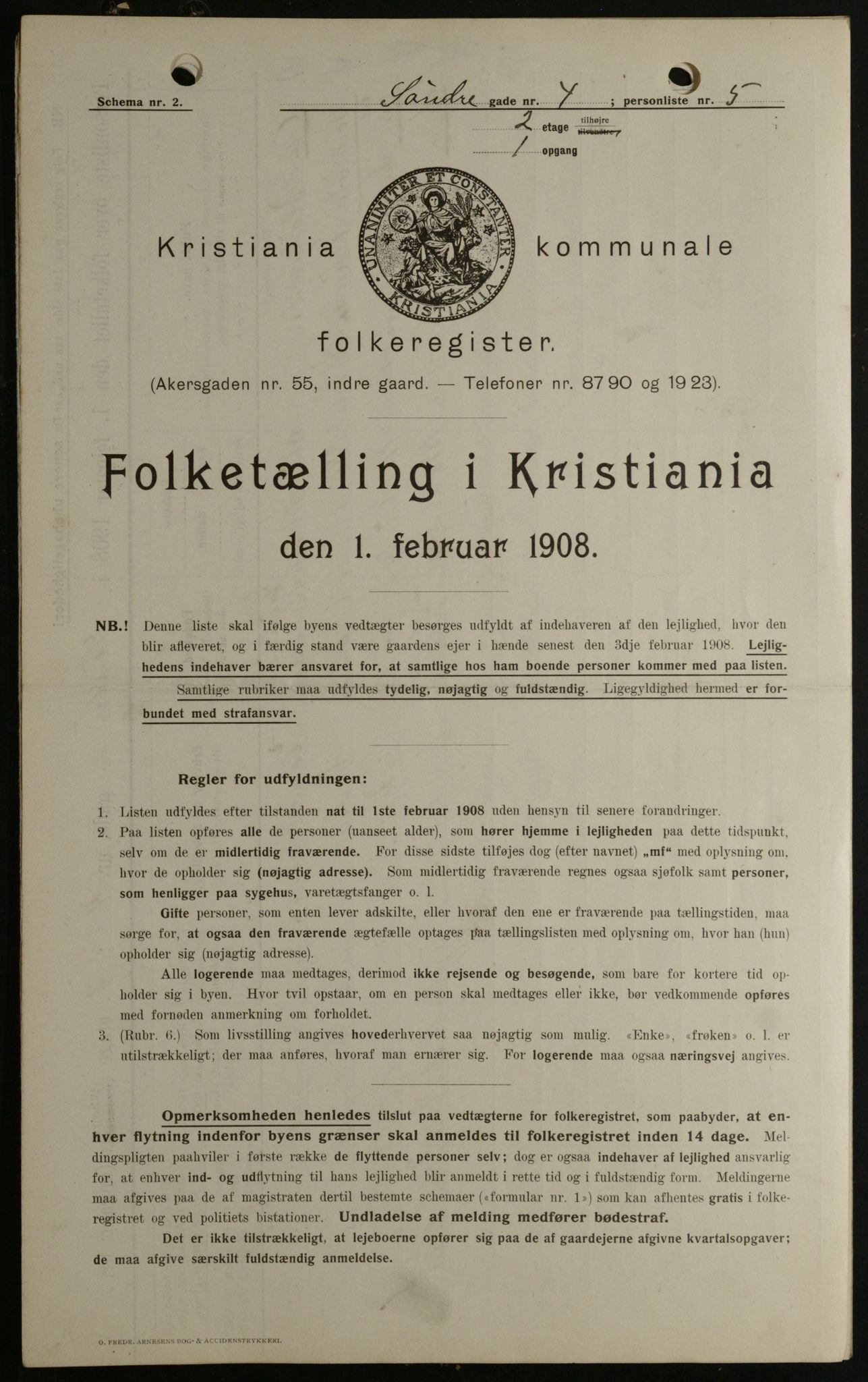 OBA, Municipal Census 1908 for Kristiania, 1908, p. 95577
