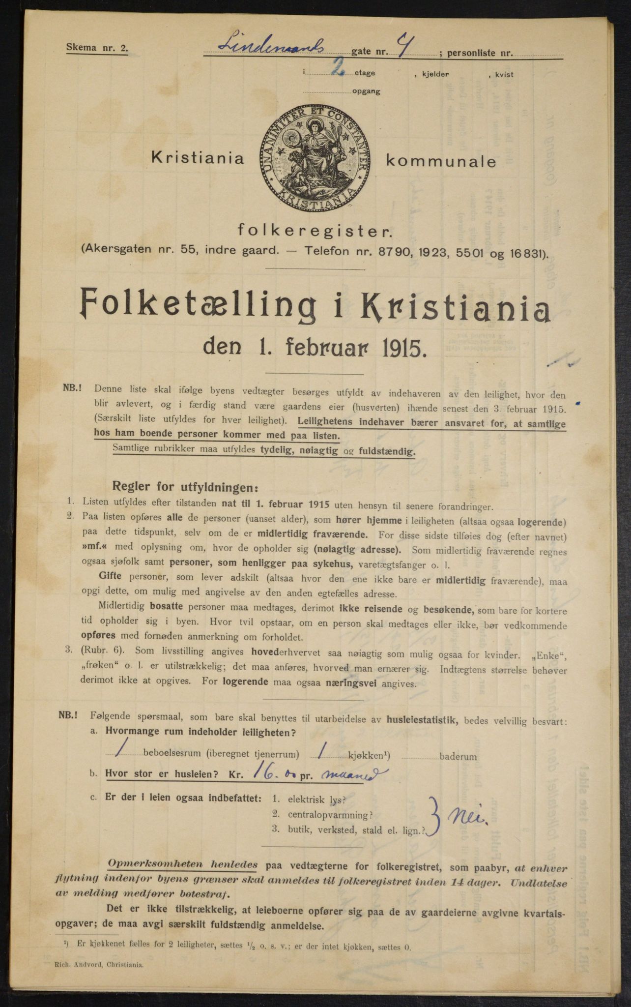 OBA, Municipal Census 1915 for Kristiania, 1915, p. 57125