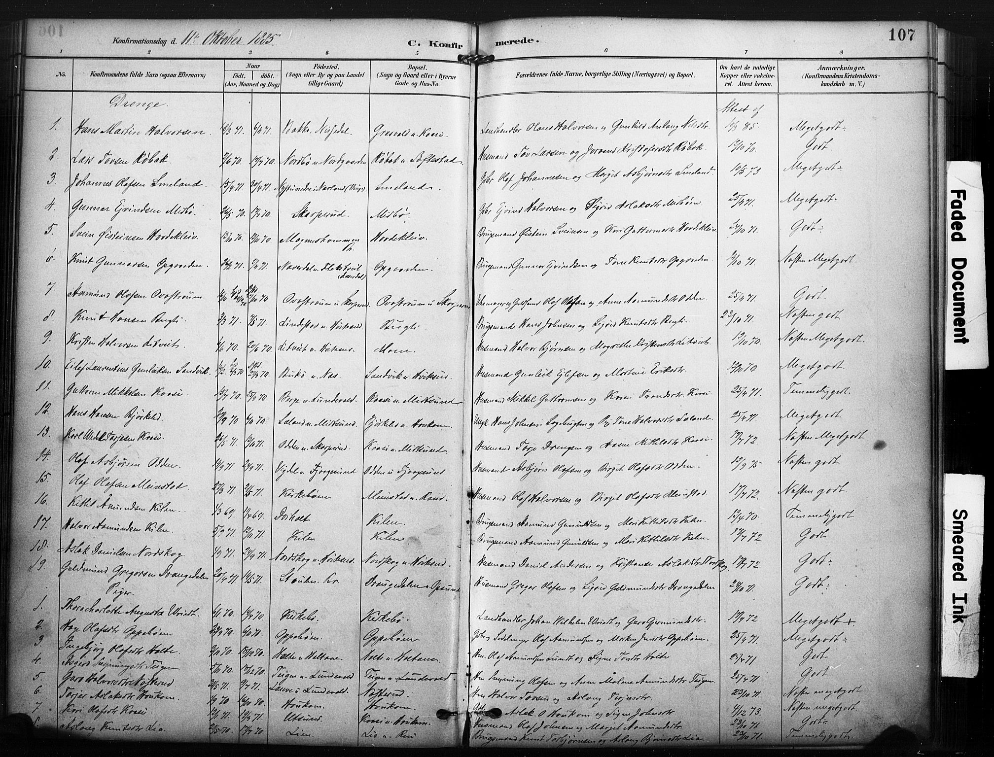 Kviteseid kirkebøker, SAKO/A-276/F/Fa/L0008: Parish register (official) no. I 8, 1882-1903, p. 107