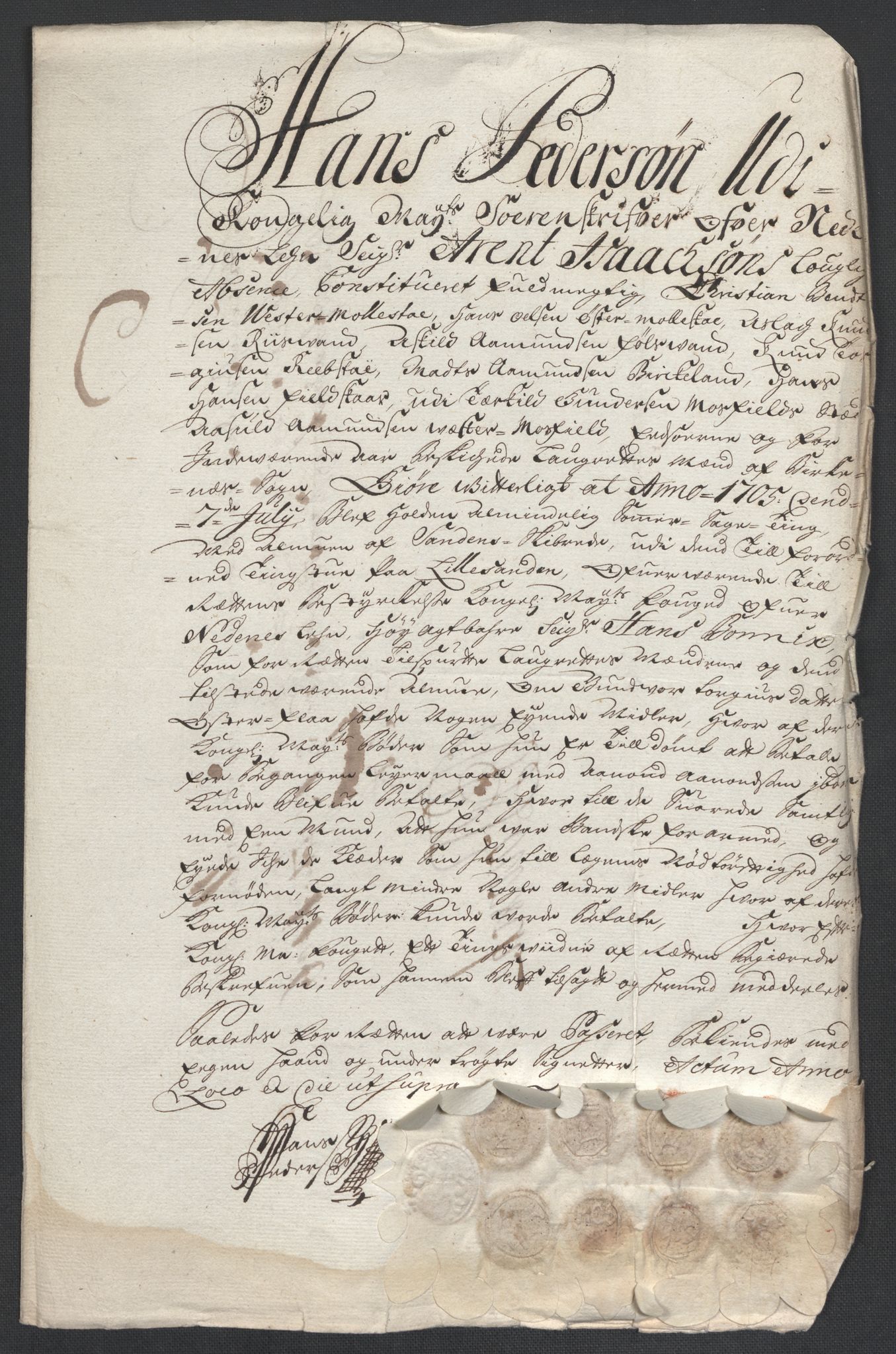 Rentekammeret inntil 1814, Reviderte regnskaper, Fogderegnskap, RA/EA-4092/R39/L2317: Fogderegnskap Nedenes, 1704-1705, p. 512