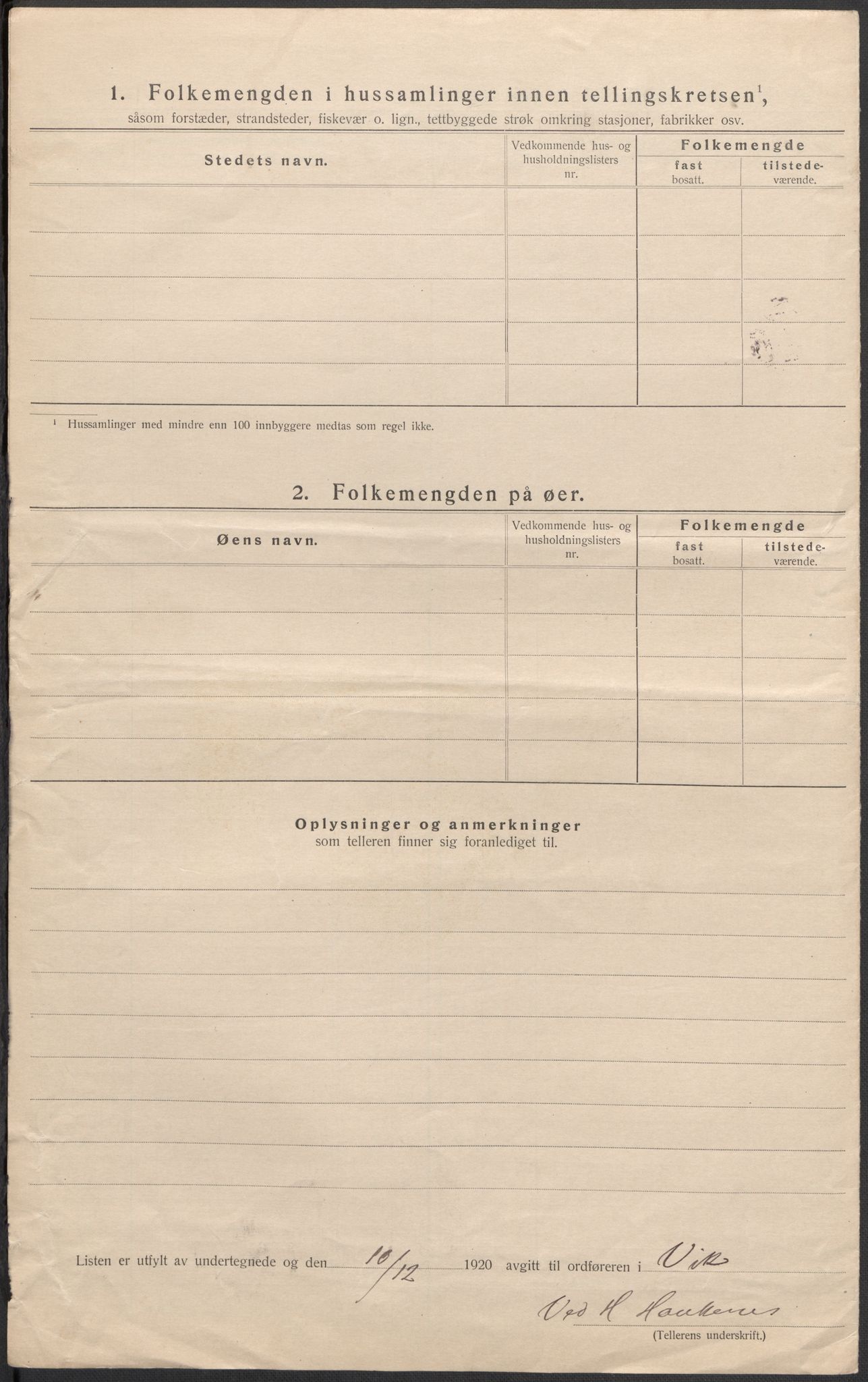 SAB, 1920 census for Vik, 1920, p. 11