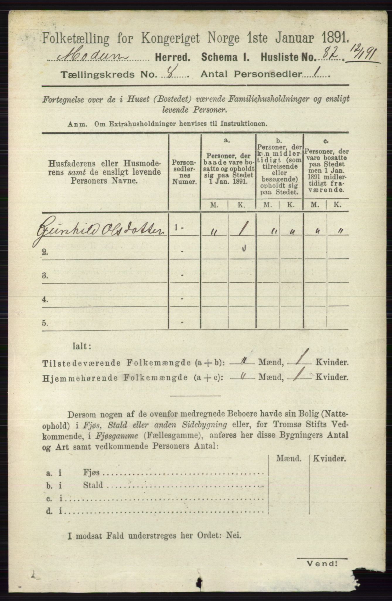 RA, 1891 census for 0623 Modum, 1891, p. 2865