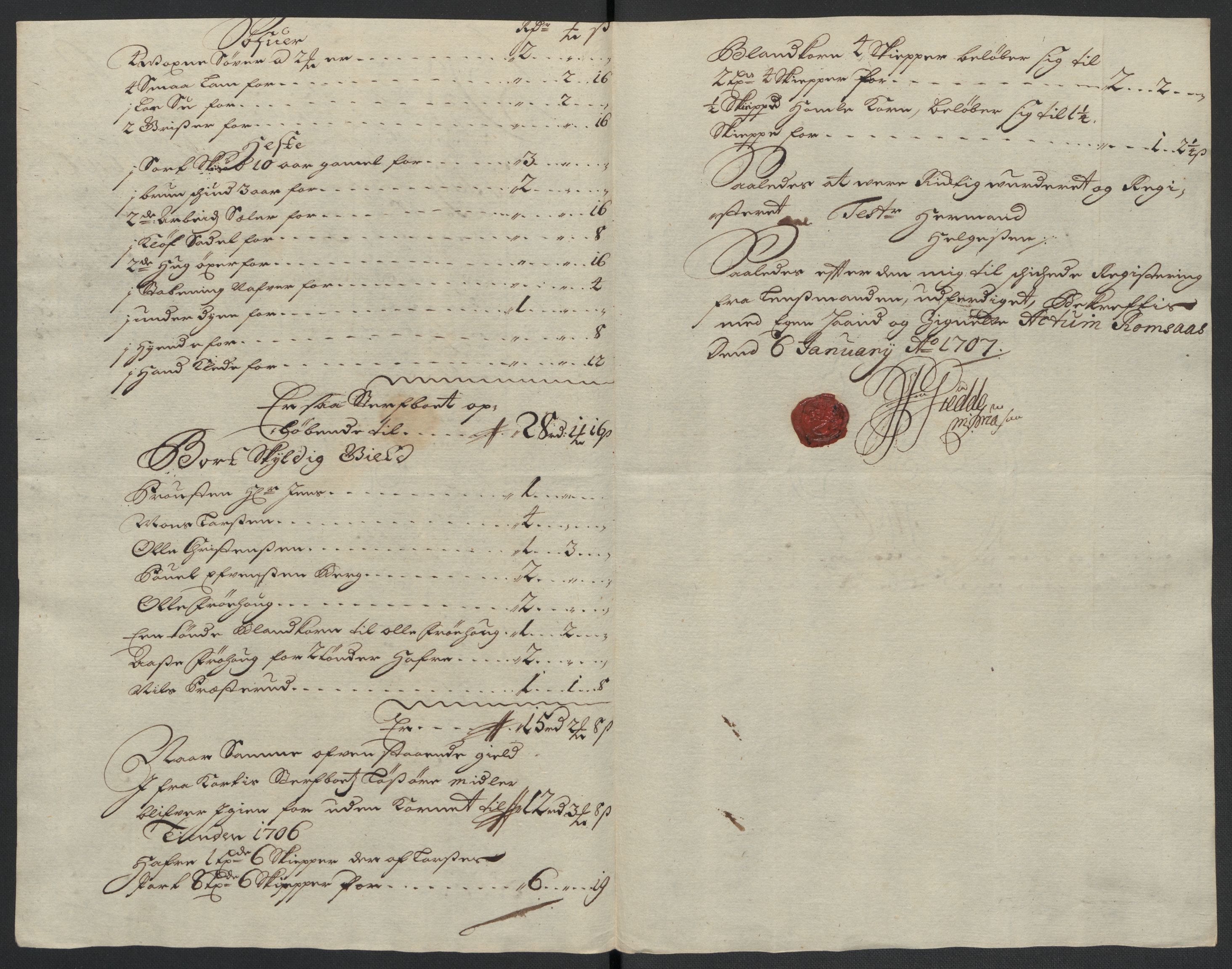 Rentekammeret inntil 1814, Reviderte regnskaper, Fogderegnskap, AV/RA-EA-4092/R12/L0718: Fogderegnskap Øvre Romerike, 1706-1707, p. 62