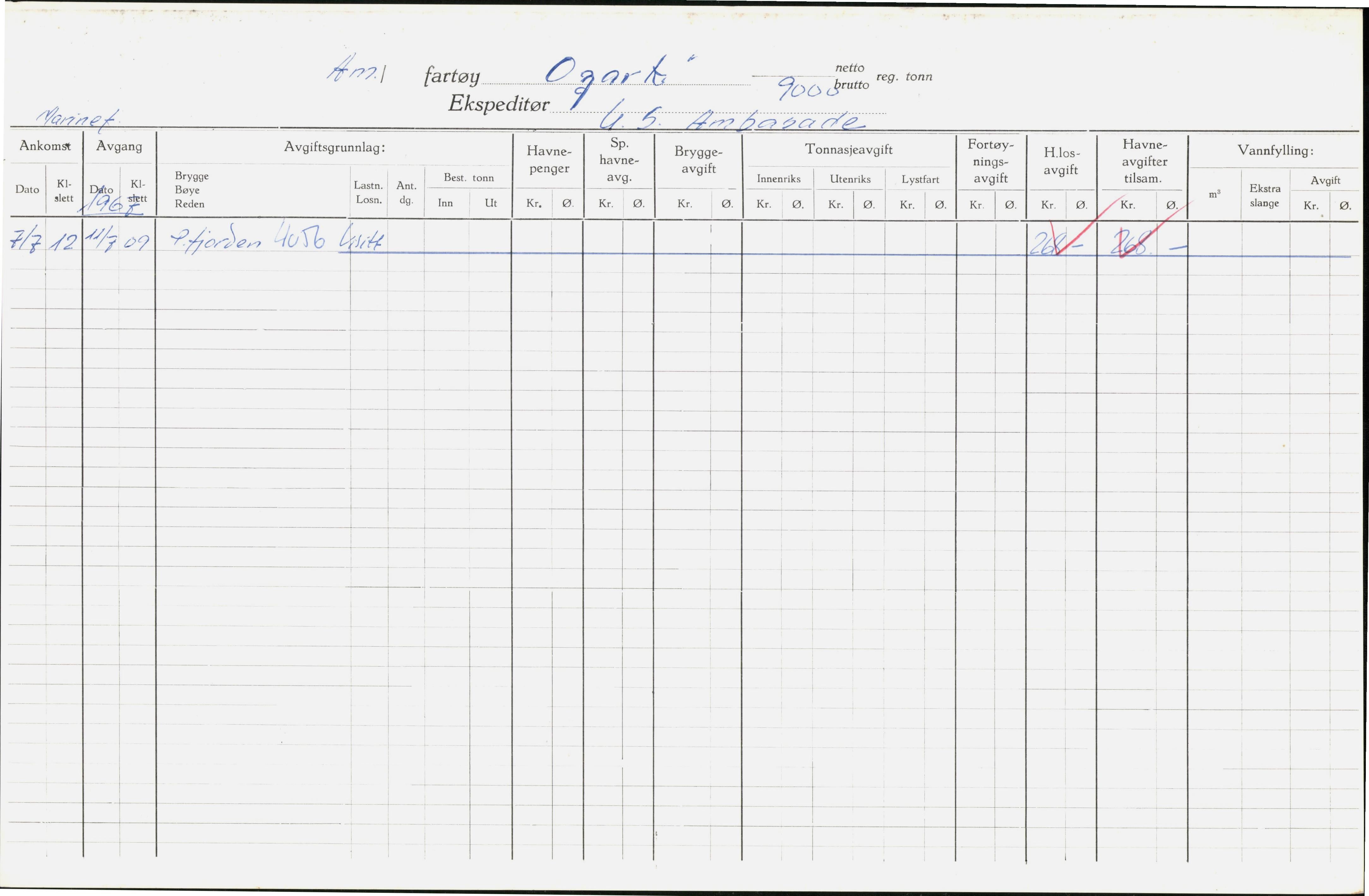 Bergen kommune. Havnekontor/havnefogd, BBA/A-0742/H/Ha/Hac/L0043: Skipsregister Owasco-Polarholm, 1941-1975