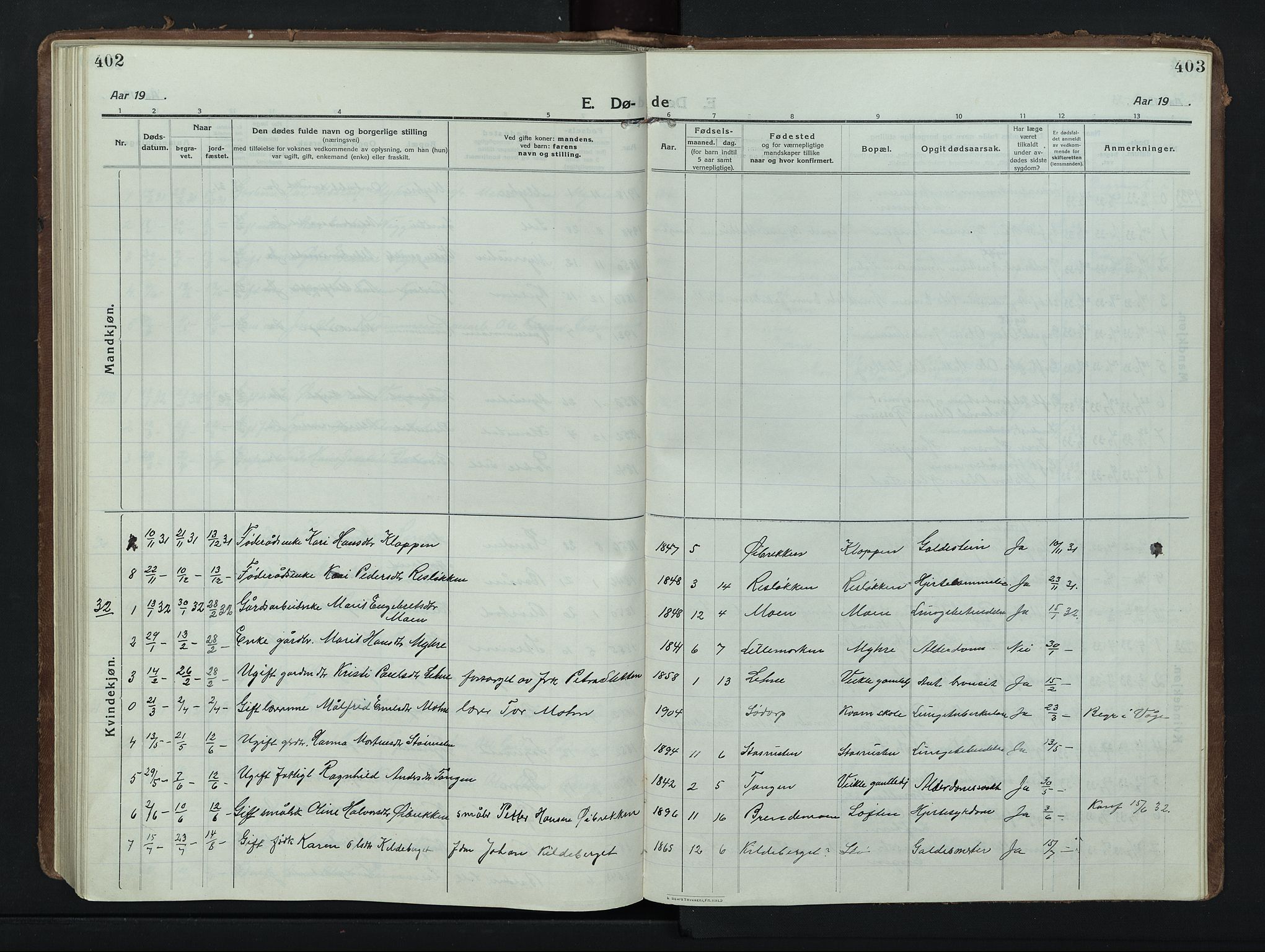 Nord-Fron prestekontor, SAH/PREST-080/H/Ha/Hab/L0008: Parish register (copy) no. 8, 1915-1948, p. 402-403