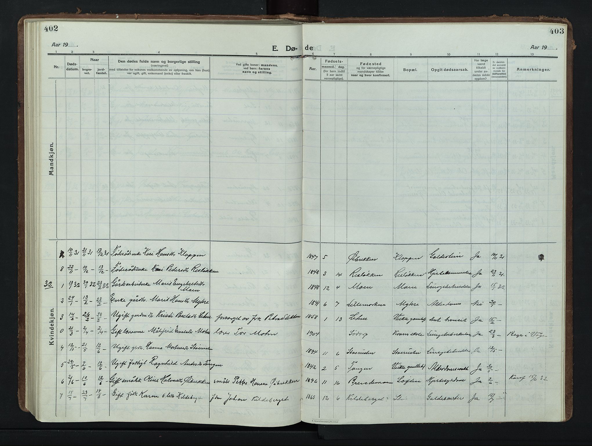 Nord-Fron prestekontor, AV/SAH-PREST-080/H/Ha/Hab/L0008: Parish register (copy) no. 8, 1915-1948, p. 402-403